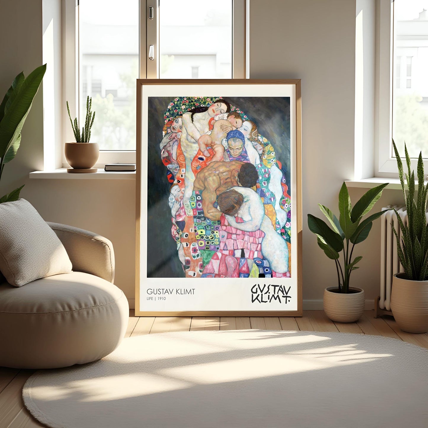 Gustav Klimt Life 1910 Print, Symbolic Embrace Art, Art Nouveau Poster, Figurative Wall Decor