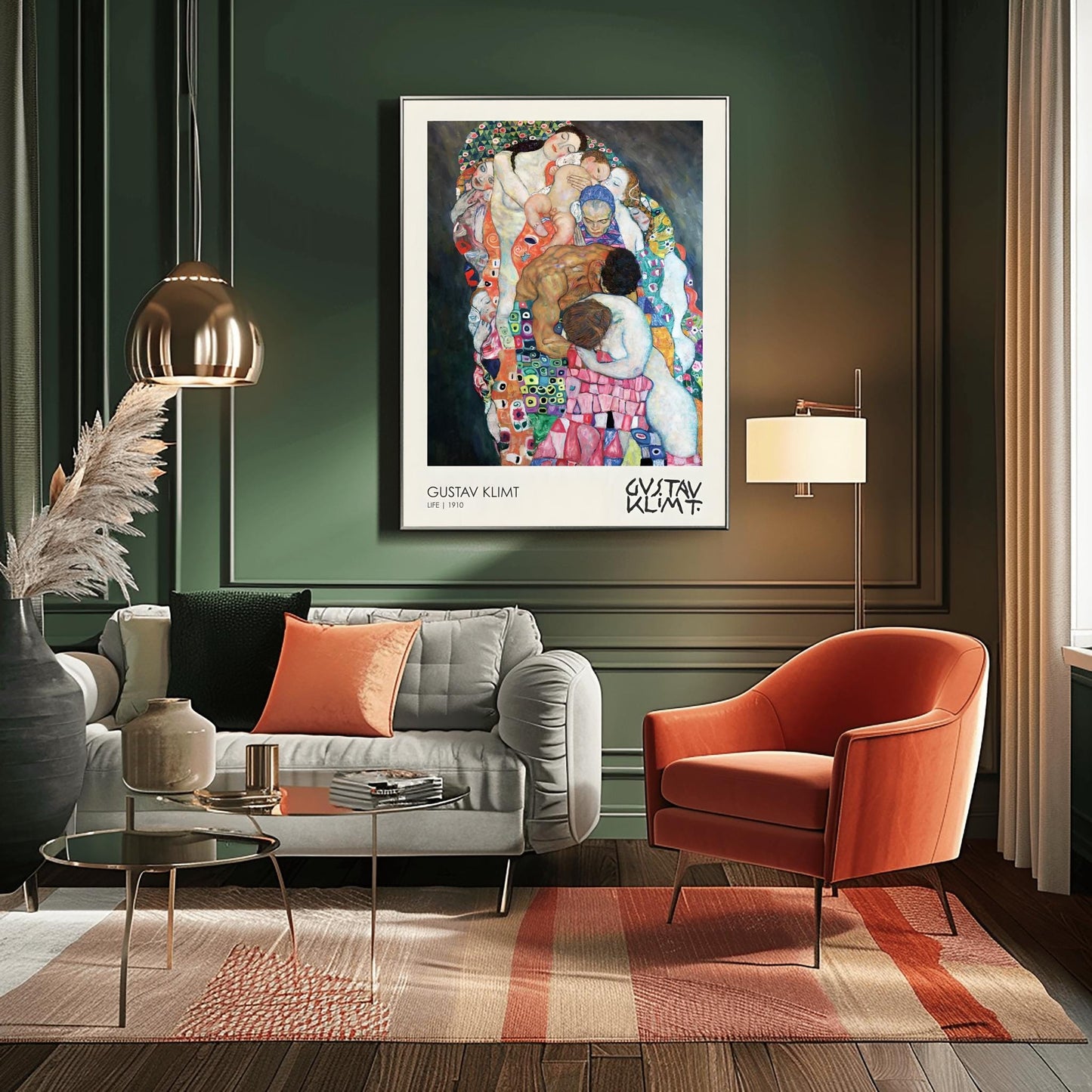 Gustav Klimt Life 1910 Print, Symbolic Embrace Art, Art Nouveau Poster, Figurative Wall Decor