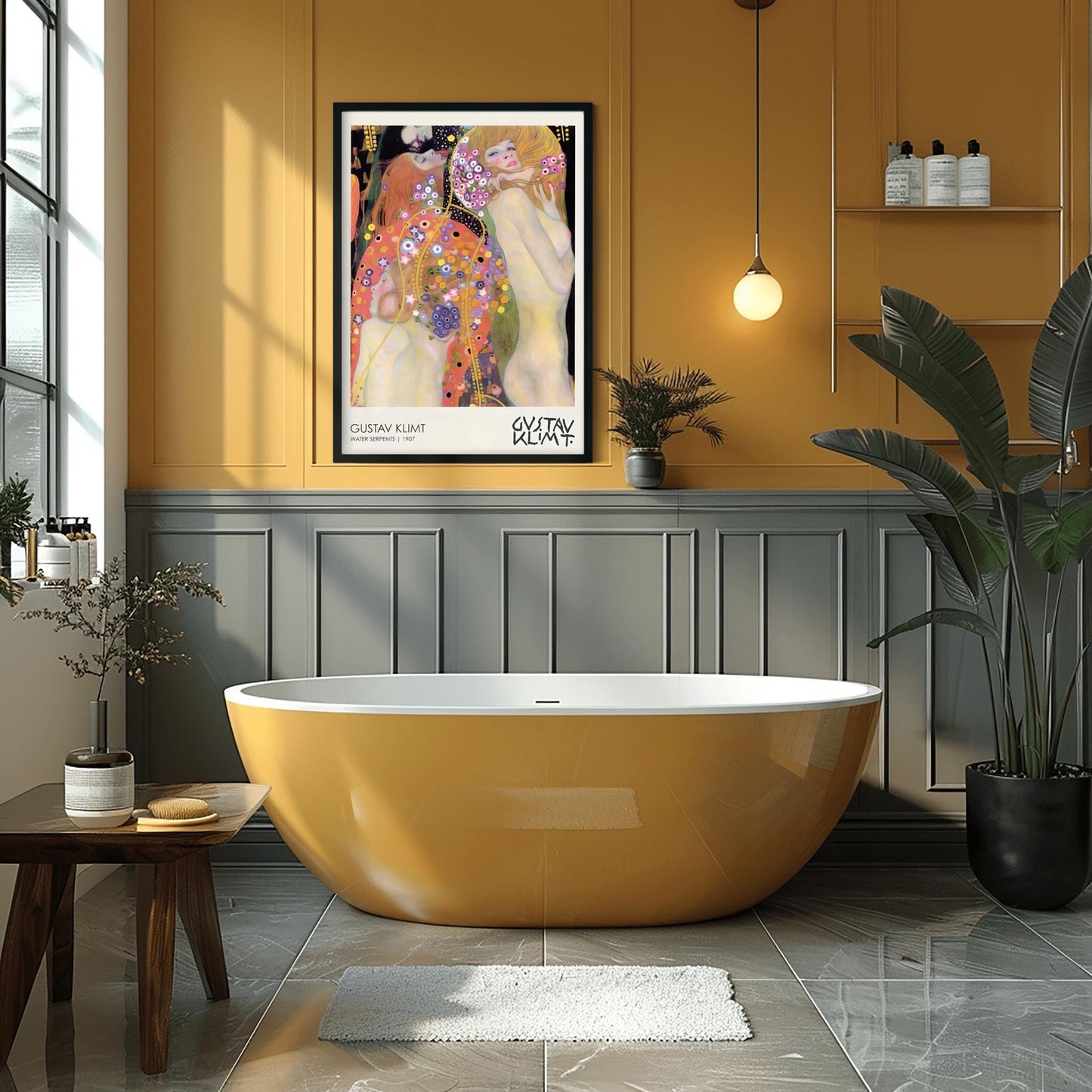 Klimt Water Serpents Poster, Golden Art Nouveau Print, Symbolist Female Figures Wall Art