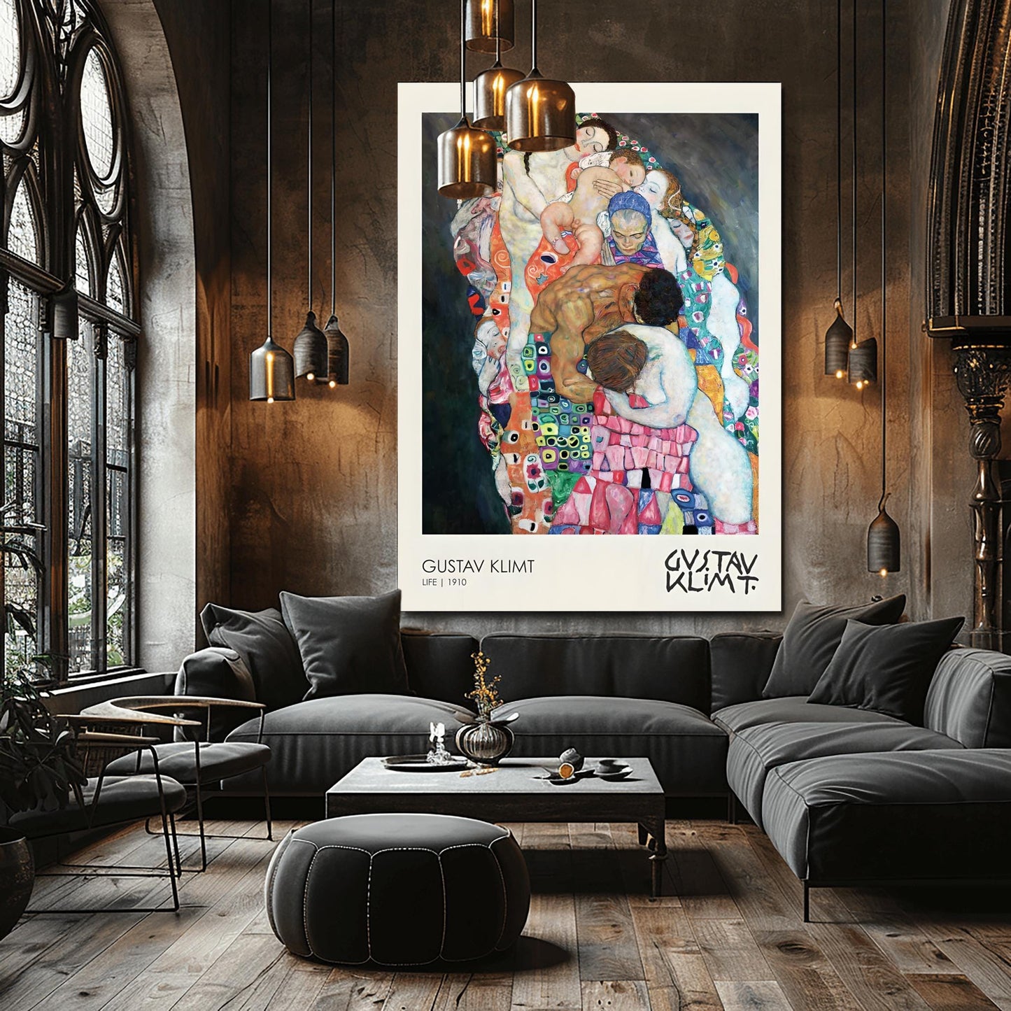 Gustav Klimt Life 1910 Print, Symbolic Embrace Art, Art Nouveau Poster, Figurative Wall Decor