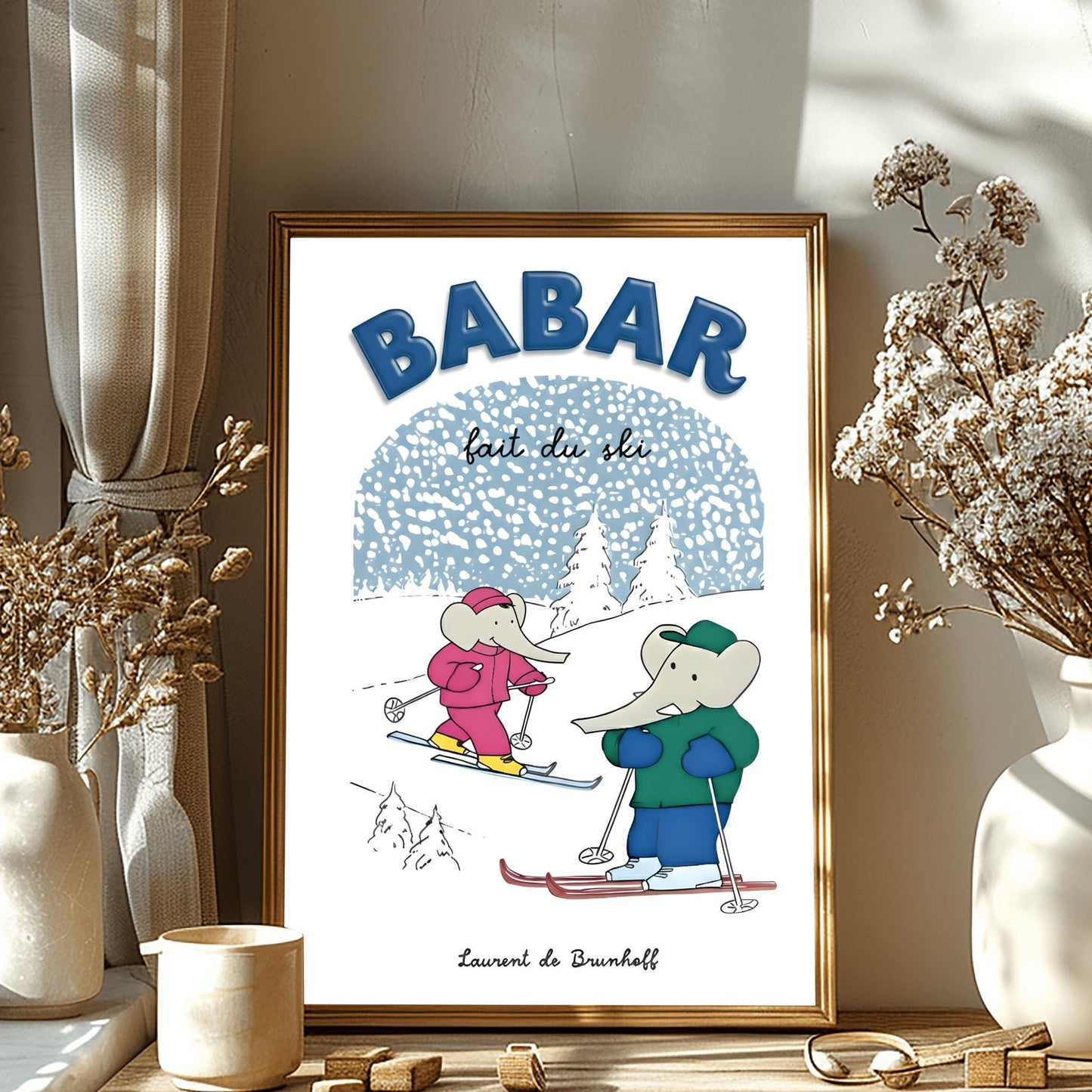 Babar the Elephant Print: Retro Nursery Decor, Kids Room Art