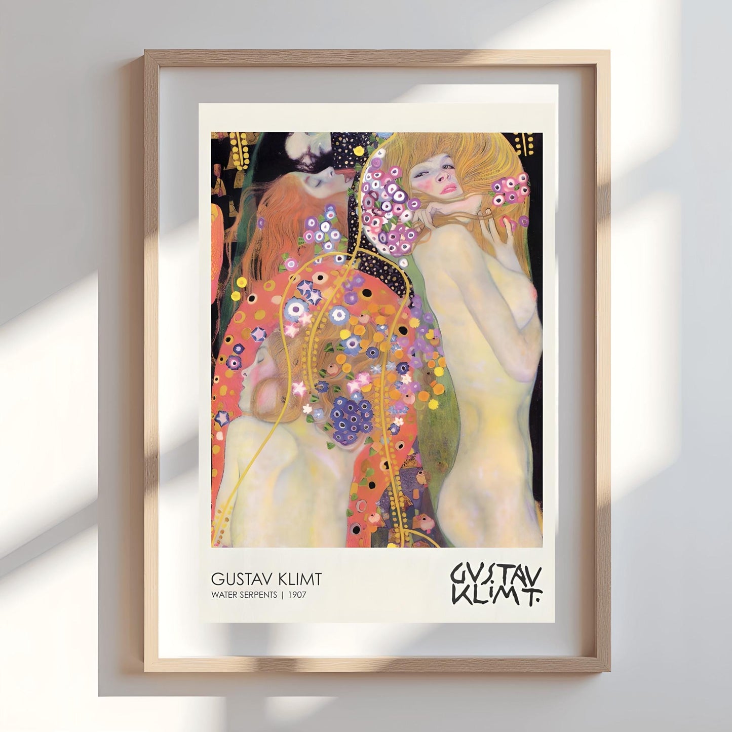 Klimt Water Serpents Poster, Golden Art Nouveau Print, Symbolist Female Figures Wall Art