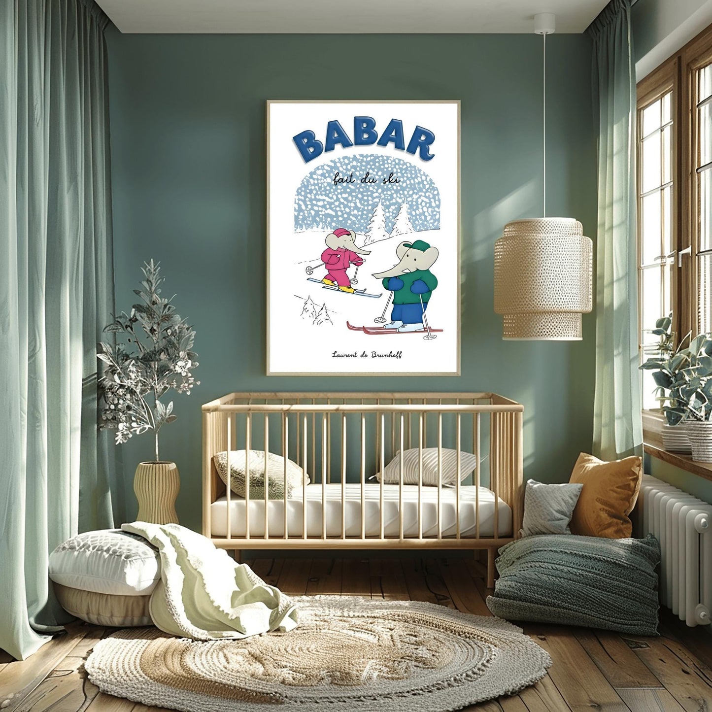 Babar the Elephant Print: Retro Nursery Decor, Kids Room Art