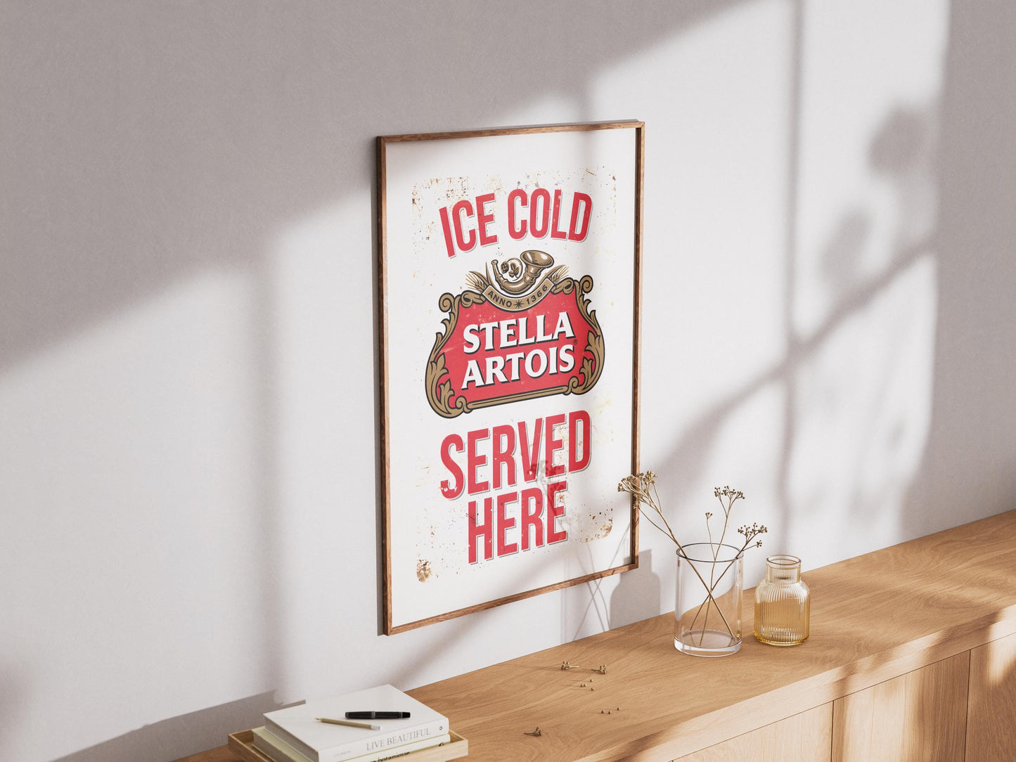 Stella Artois Beer Print, Frosted Pint Wall Art, Lager Poster, Bar Decor, Man Cave Gift, Kitchen Beer Lovers Print, Pub Art, Drink Art