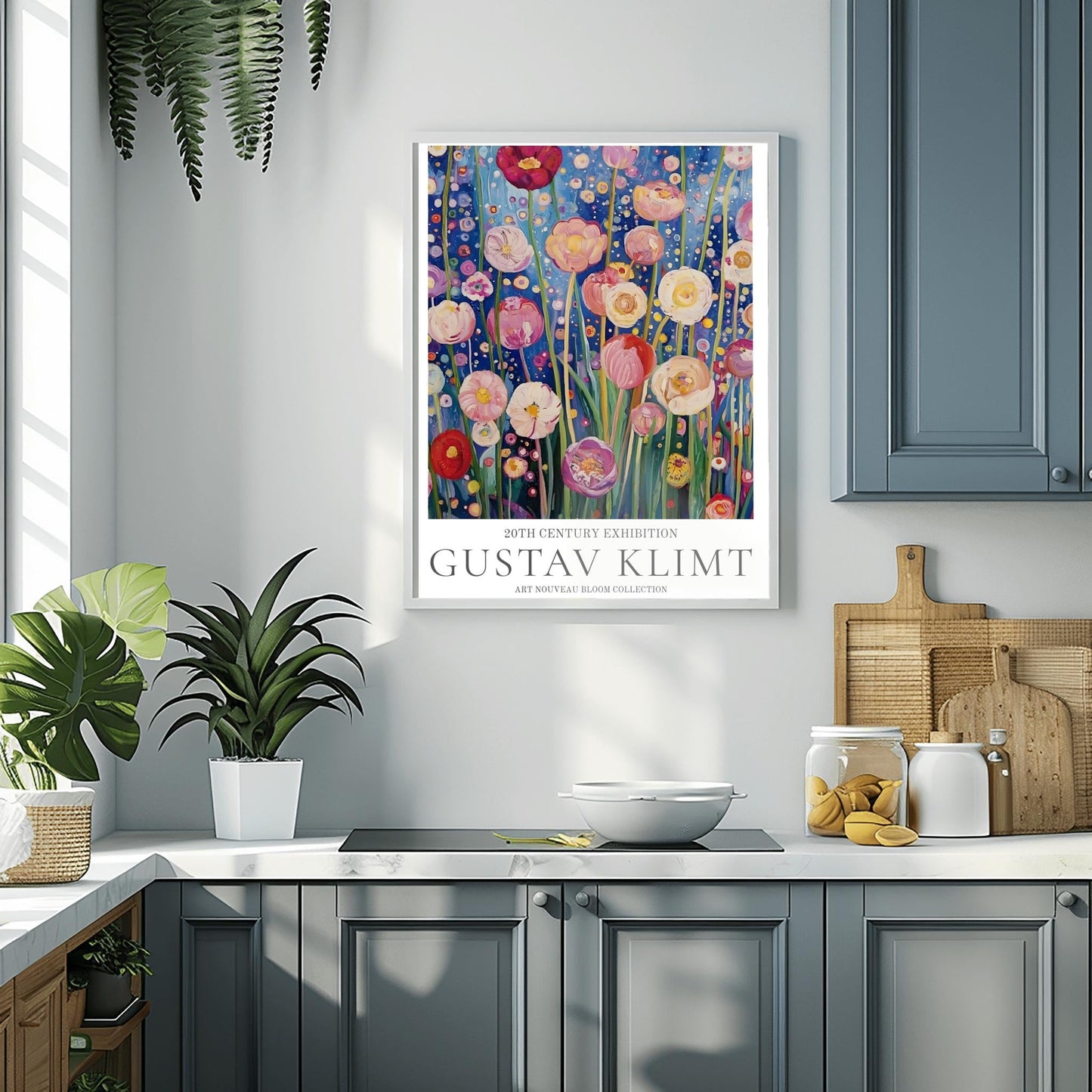 Gustav Klimt Floral Print - Klimt Museum & Exhibition Poster, Flower Garden Art, Classic Gustav Klimt Painting Wall Decor.