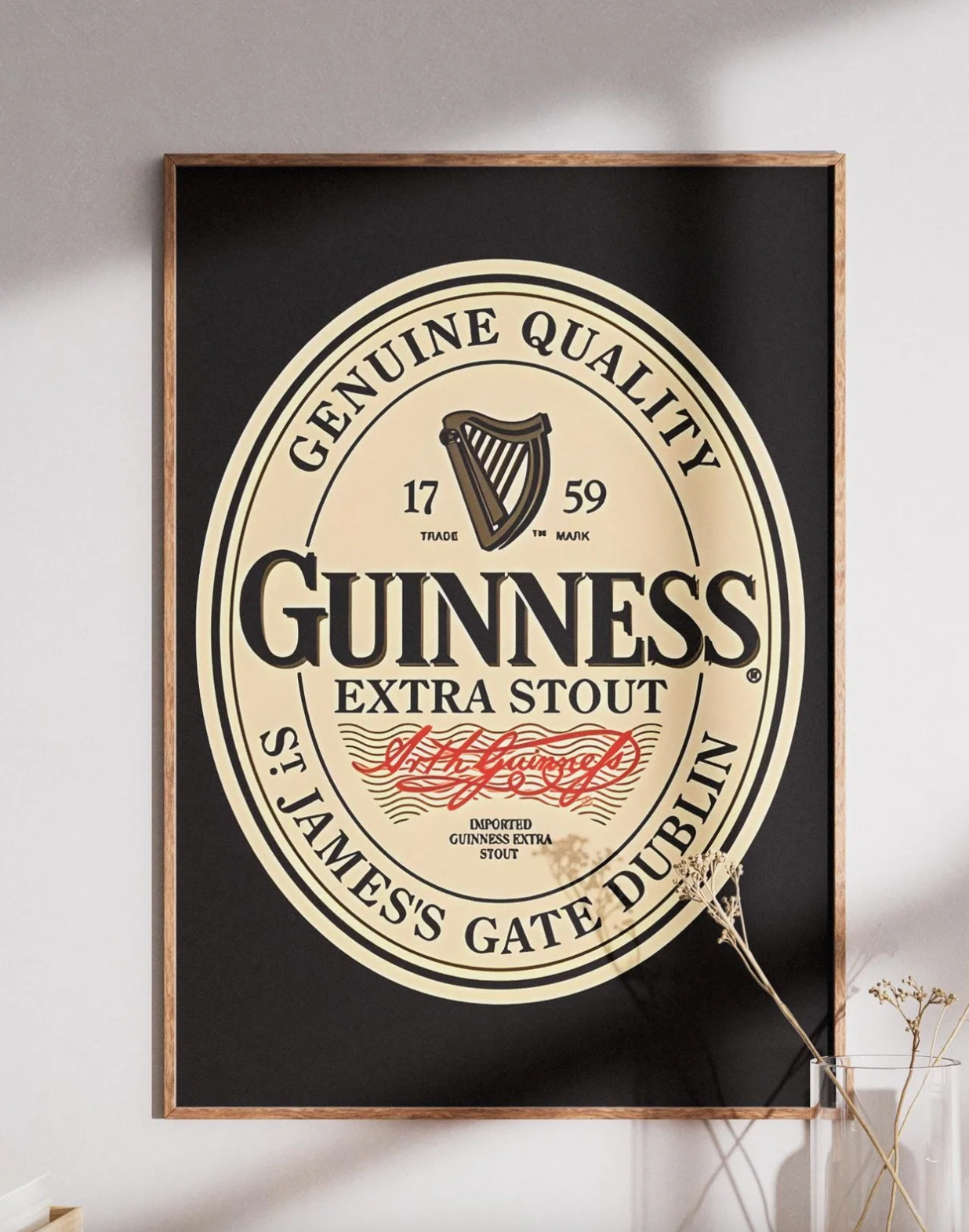 Guinness Bottle Cap Print, Minimalist Stout Beer Wall Art, Classic Label Poster, Home Bar Decor, Man Cave Gift, Irish Pub Art, Drink Sign
