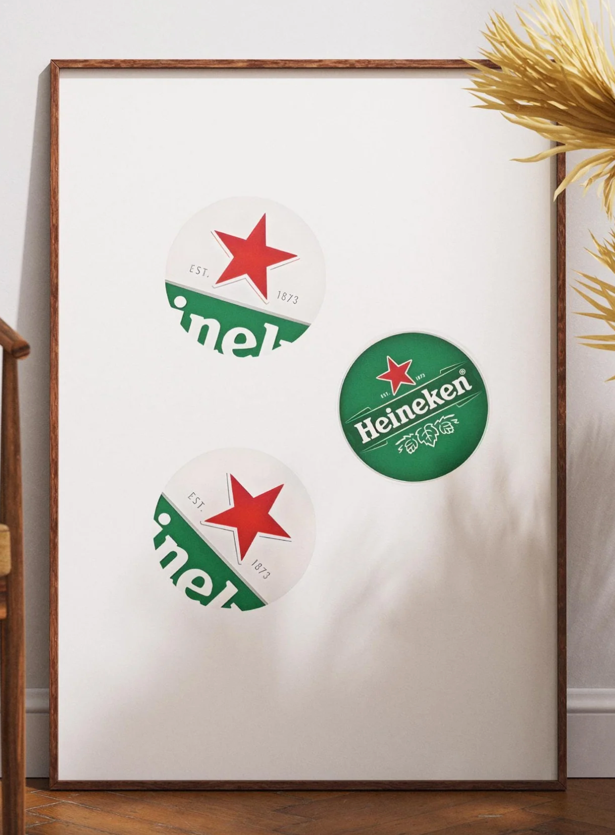 Heineken Bottle Caps Print - Green Beer Wall Art for Man Cave, Modern Bar Decor & Beer Lover Gift Poster