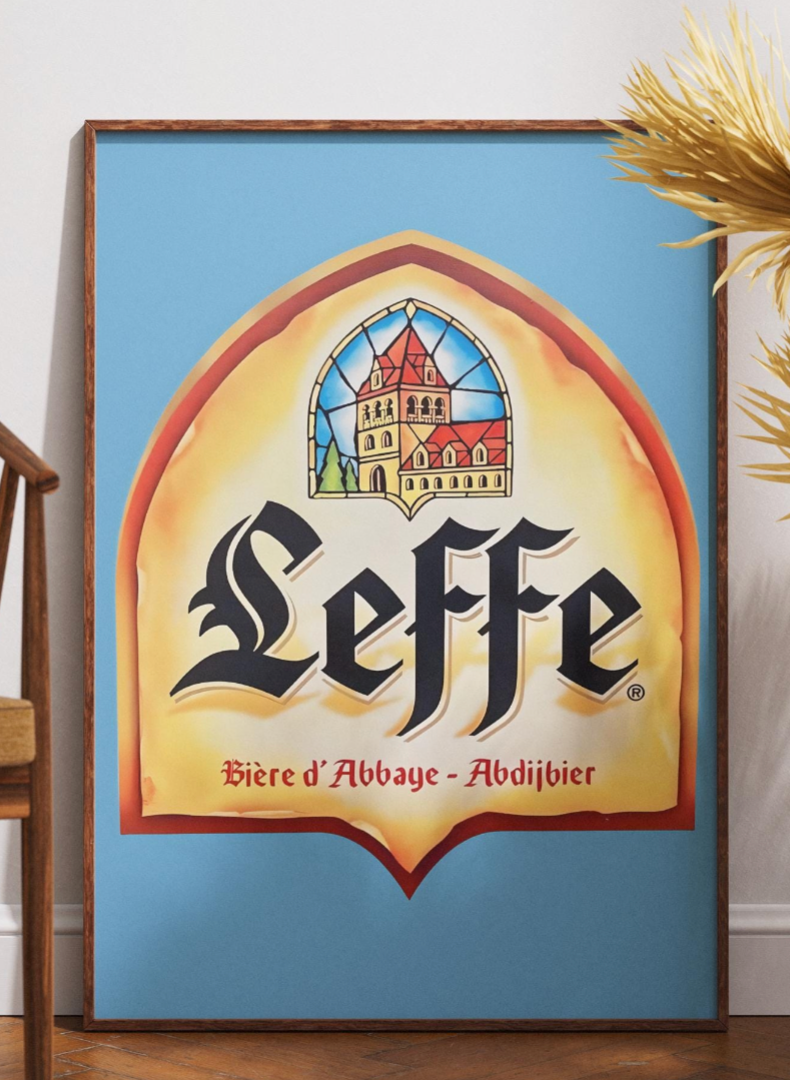 Leffe Beer Logo Print – Classic Belgian Abbey Ale Wall Art, Elegant Bar Decor, Monastic Brewery Sign, Beer Lover Gift