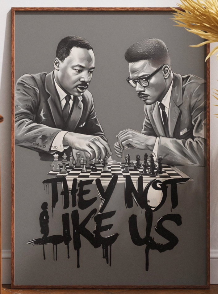 Martin Luther King & Malcolm X Poster Black History Art Juneteenth For The Culture I Have a Dream Print
