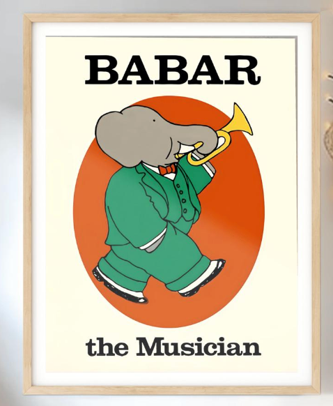 Babar The Elephant Quote Wall Art, Nursery Decor, Kids Gift, Retro Illustration Print, Neutral Baby Room Decor, Physical Print, Baby Shower