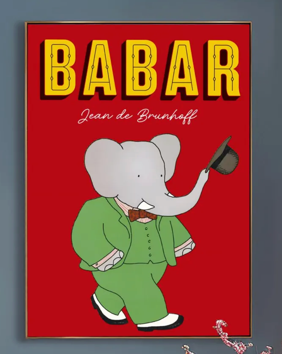 Babar the Elephant Print: Retro Nursery Decor, Kids Room Art