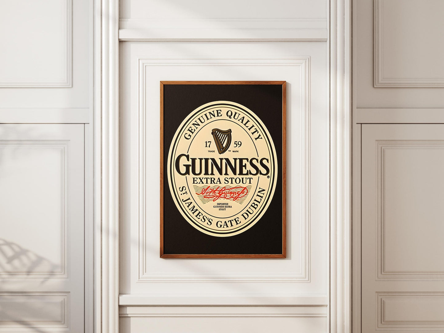 Guinness Bottle Cap Print, Minimalist Stout Beer Wall Art, Classic Label Poster, Home Bar Decor, Man Cave Gift, Irish Pub Art, Drink Sign