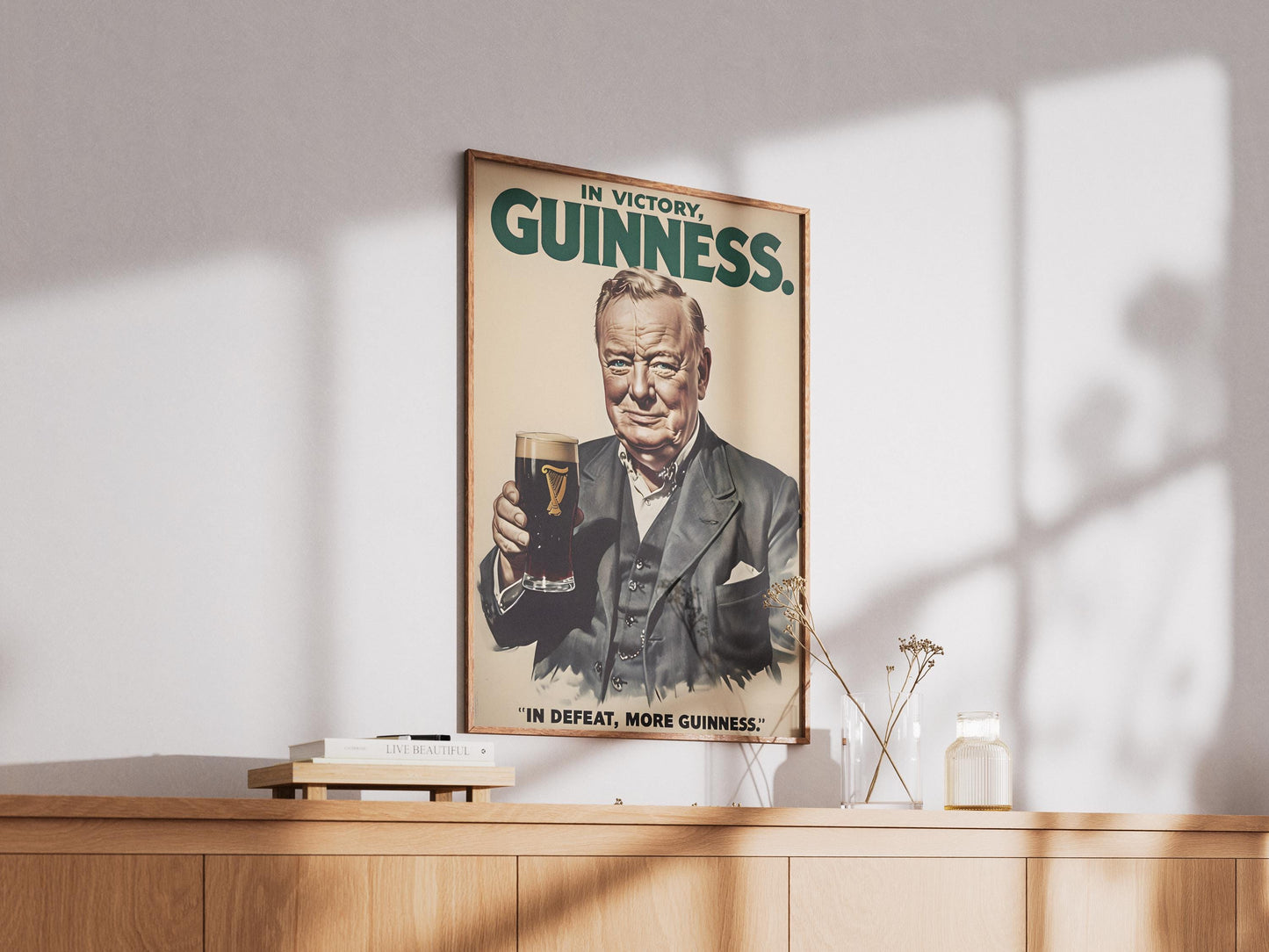 Winston Churchill Guinness Poster Print - Political Satire Art, UK Prime Minister Pub Decor, Beer Lover Wall Art, Quirky Humour Gift