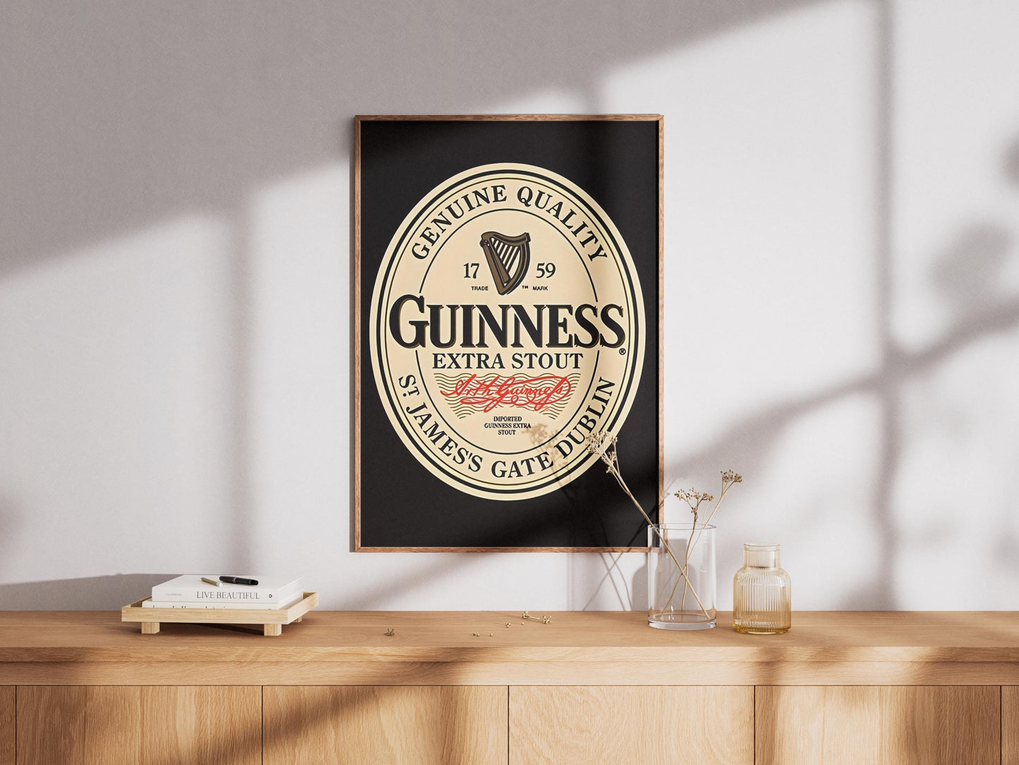 Guinness Bottle Cap Print, Minimalist Stout Beer Wall Art, Classic Label Poster, Home Bar Decor, Man Cave Gift, Irish Pub Art, Drink Sign