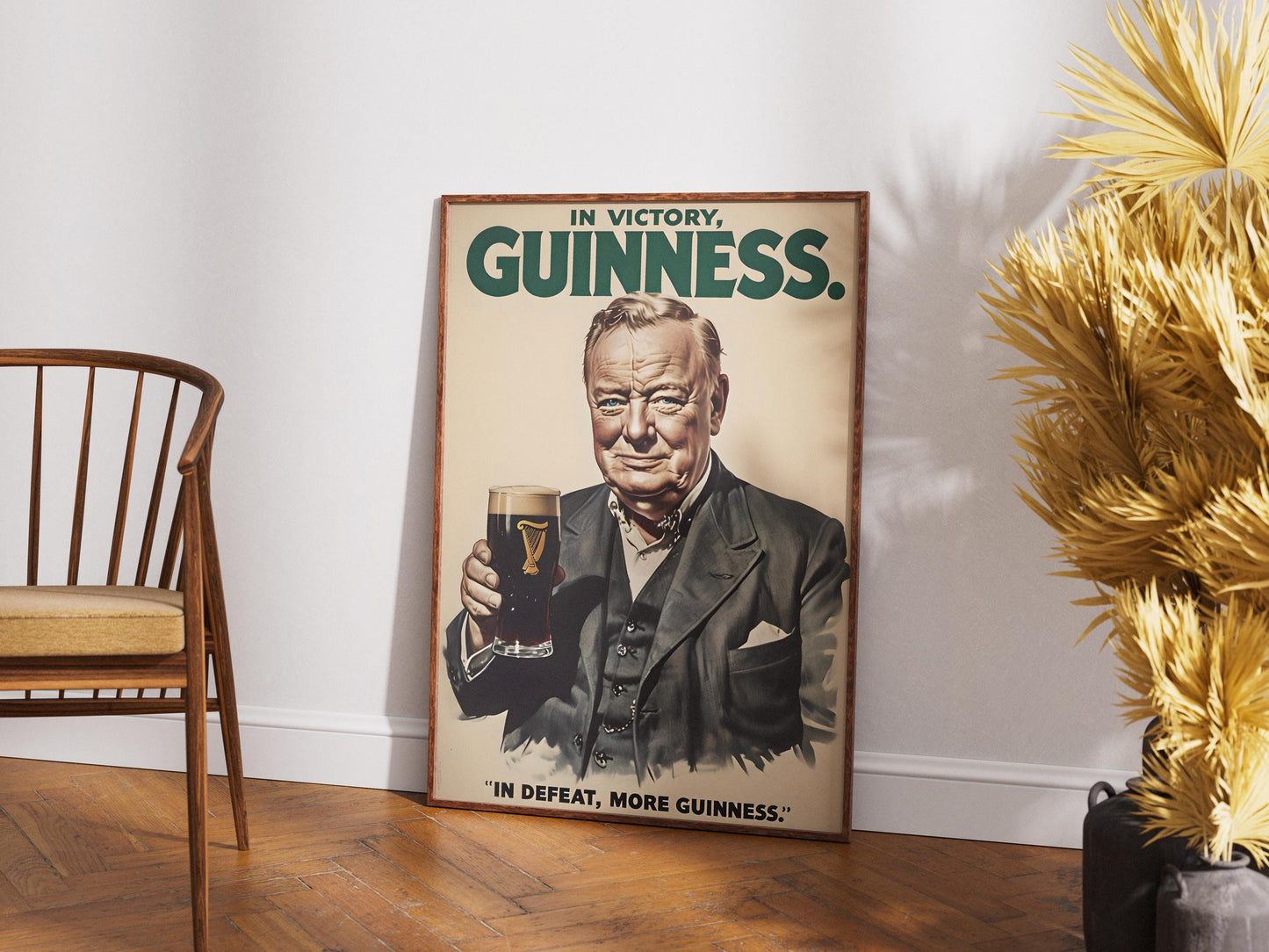 Winston Churchill Guinness Poster Print - Political Satire Art, UK Prime Minister Pub Decor, Beer Lover Wall Art, Quirky Humour Gift