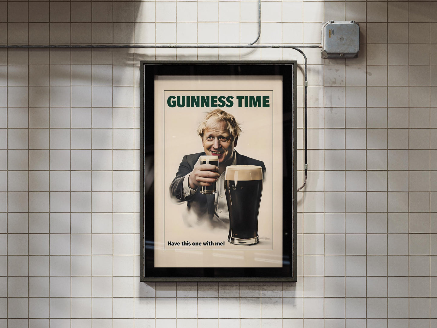 Boris Johnson Guinness Poster Print - Political Satire Wall Art - UK Prime Minister Pub Decor - Beer Lover Gift - Quirky Humour Print