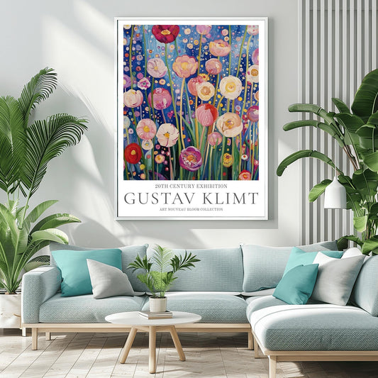 Gustav Klimt Floral Print - Klimt Museum & Exhibition Poster, Flower Garden Art, Classic Gustav Klimt Painting Wall Decor.