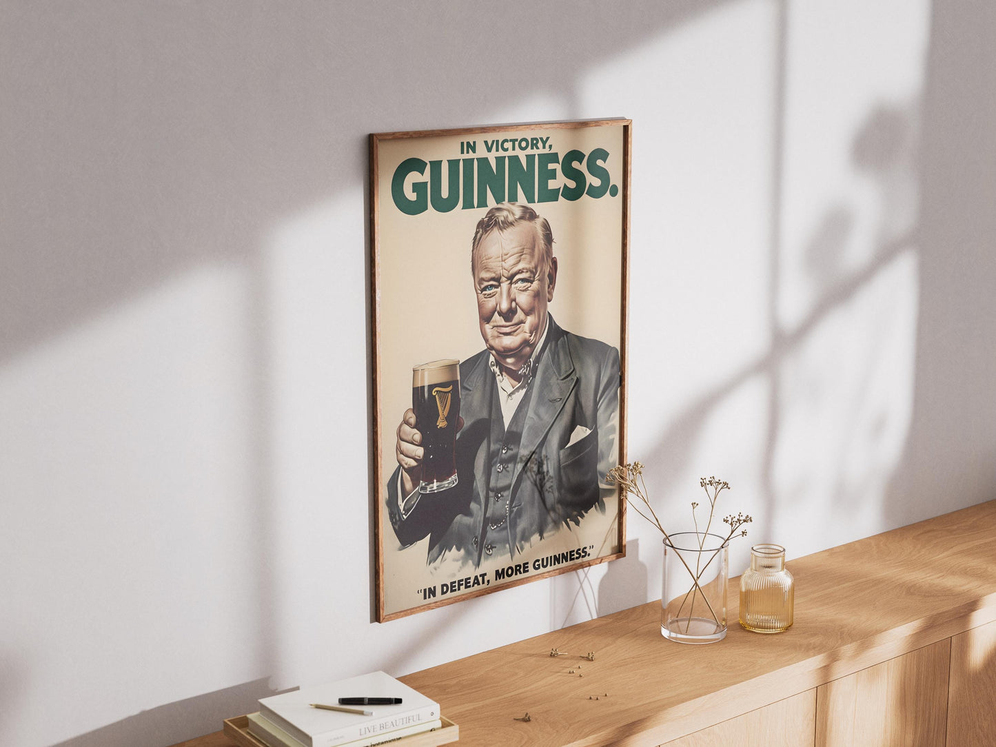 Winston Churchill Guinness Poster Print - Political Satire Art, UK Prime Minister Pub Decor, Beer Lover Wall Art, Quirky Humour Gift
