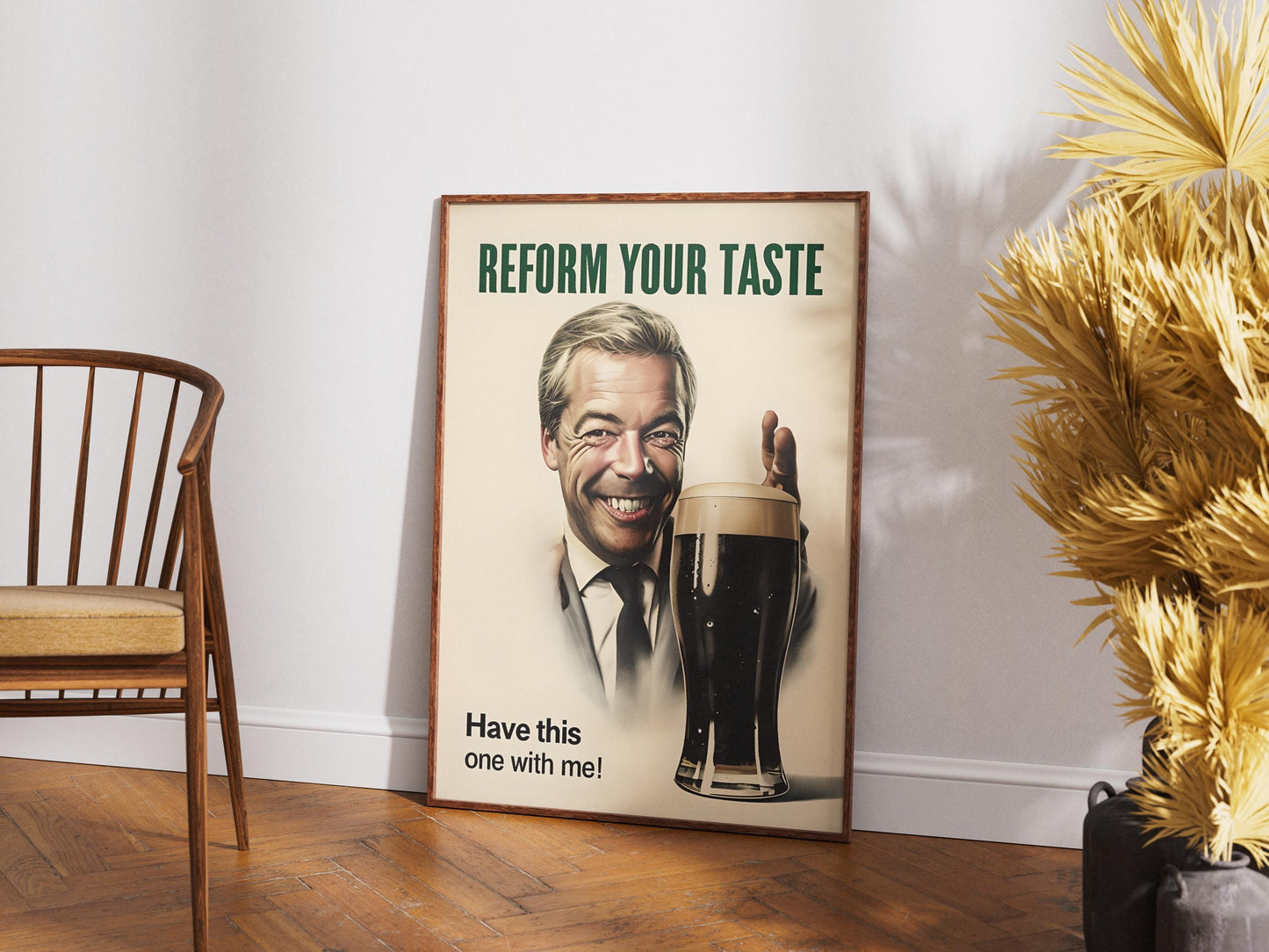 Nigel Farage Guinness Poster Print - Political Satire Art UK Prime Minister Wall Decor - Pub & Beer Lover Humour Quirky Gift