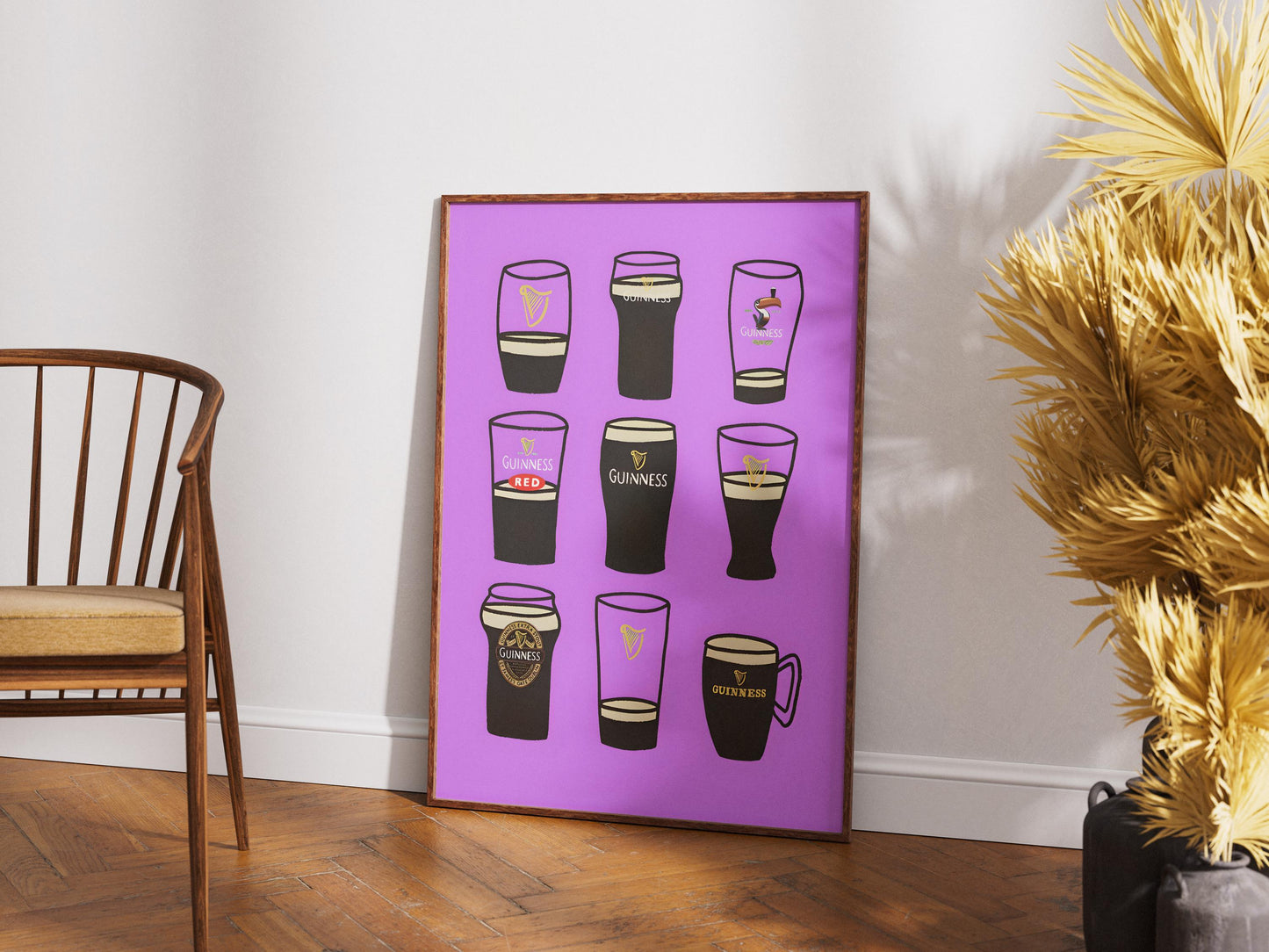 Guinness Glasses Print - Iconic Irish Stout Beer Pint Poster, Vibrant Pub Wall Art & Bar Decor, Guinness Fan Art Collection