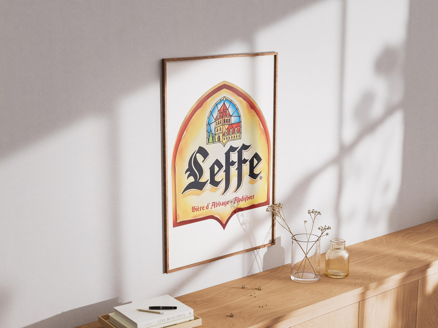 Leffe Beer Logo Print – Classic Belgian Abbey Ale Wall Art, Elegant Bar Decor, Monastic Brewery Sign, Beer Lover Gift