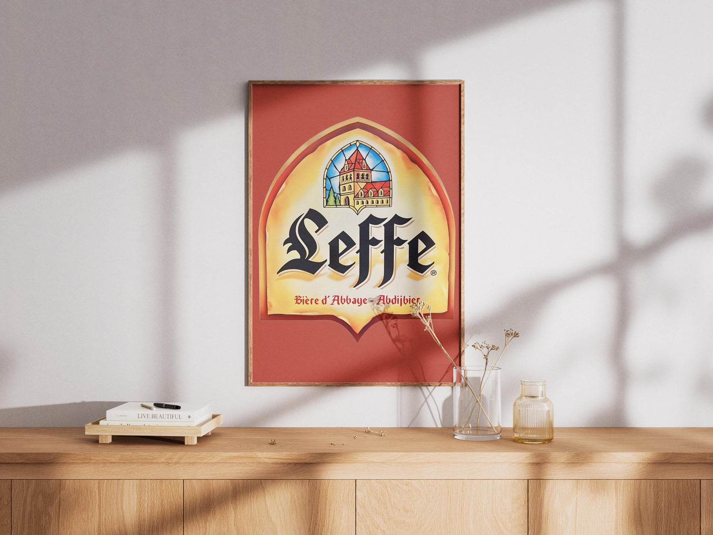 Leffe Beer Logo Print – Classic Belgian Abbey Ale Wall Art, Elegant Bar Decor, Monastic Brewery Sign, Beer Lover Gift