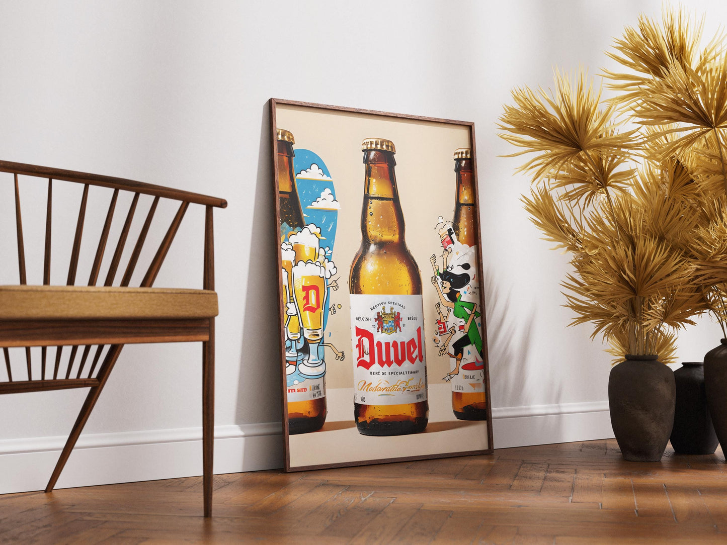 Duvel Beer Pop Art Print - Modern Belgian Ale Poster, Brewery Decor for Home Bar Cart & Living Room Wall Art Collectible