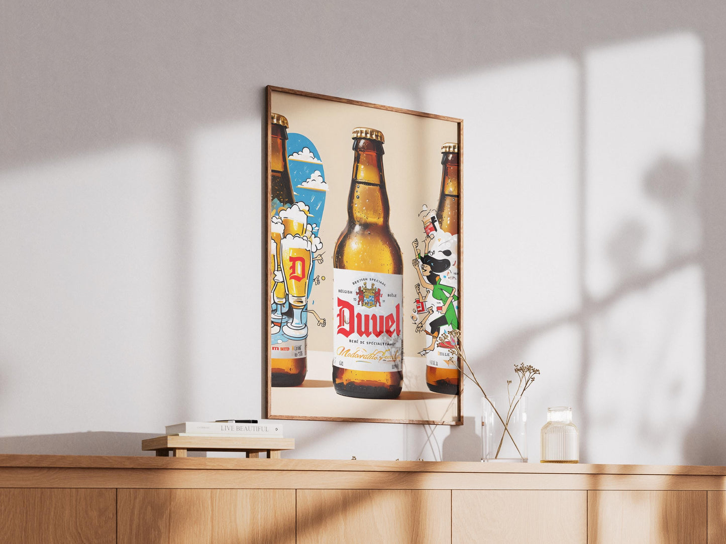 Duvel Beer Pop Art Print - Modern Belgian Ale Poster, Brewery Decor for Home Bar Cart & Living Room Wall Art Collectible