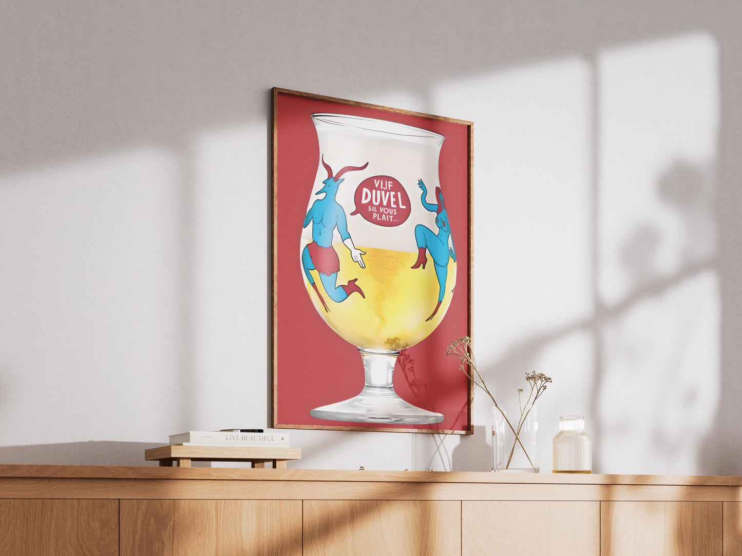 Duvel Beer Glass Art Print - Unique Belgian Ale Poster & Iconic Brewery Wall Decor for Home Bar, Man Cave, Beer Lover Gift