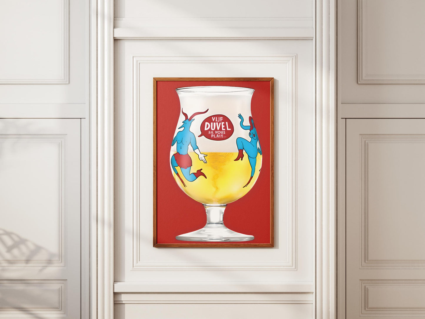 Duvel Beer Glass Art Print - Unique Belgian Ale Poster & Iconic Brewery Wall Decor for Home Bar, Man Cave, Beer Lover Gift