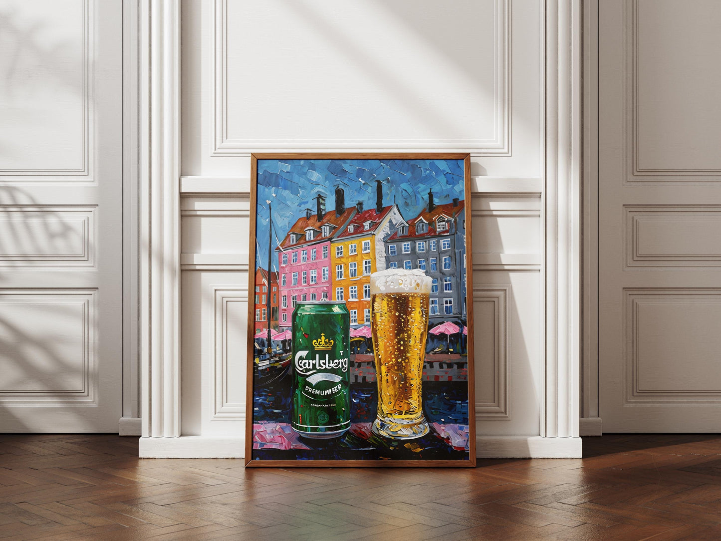 Carlsberg Beer Lover Gift Poster, Copenhagen Wall Art, Denmark Bar Decor, Unique Beer Painting for Man Cave or Dining Room
