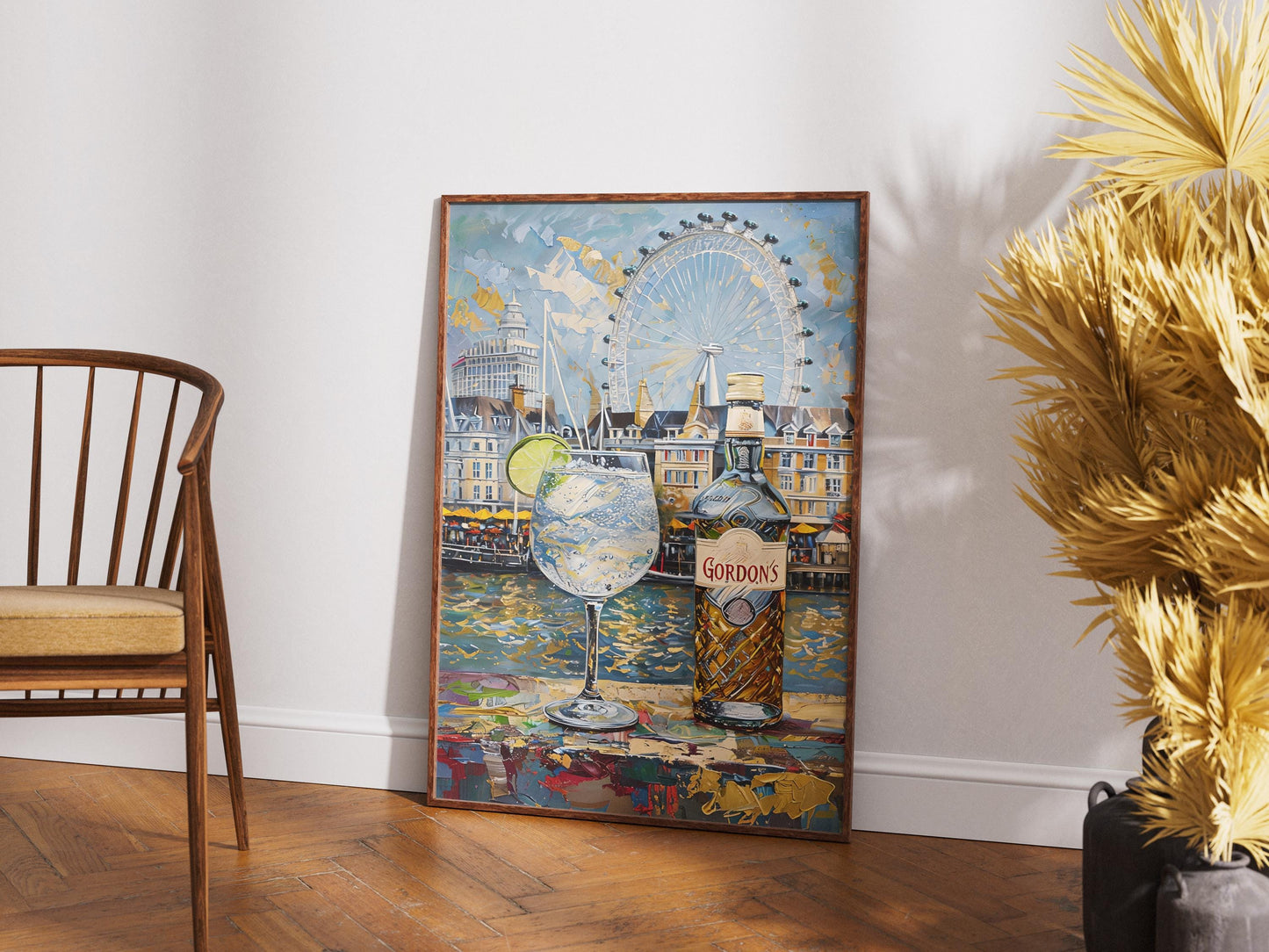 Gordons Gin and Tonic Impressionist Print, London Painting, London Beer Gift, Bar Art, London Skyline, Alcohol Art, Bar Beer, Beer Artist