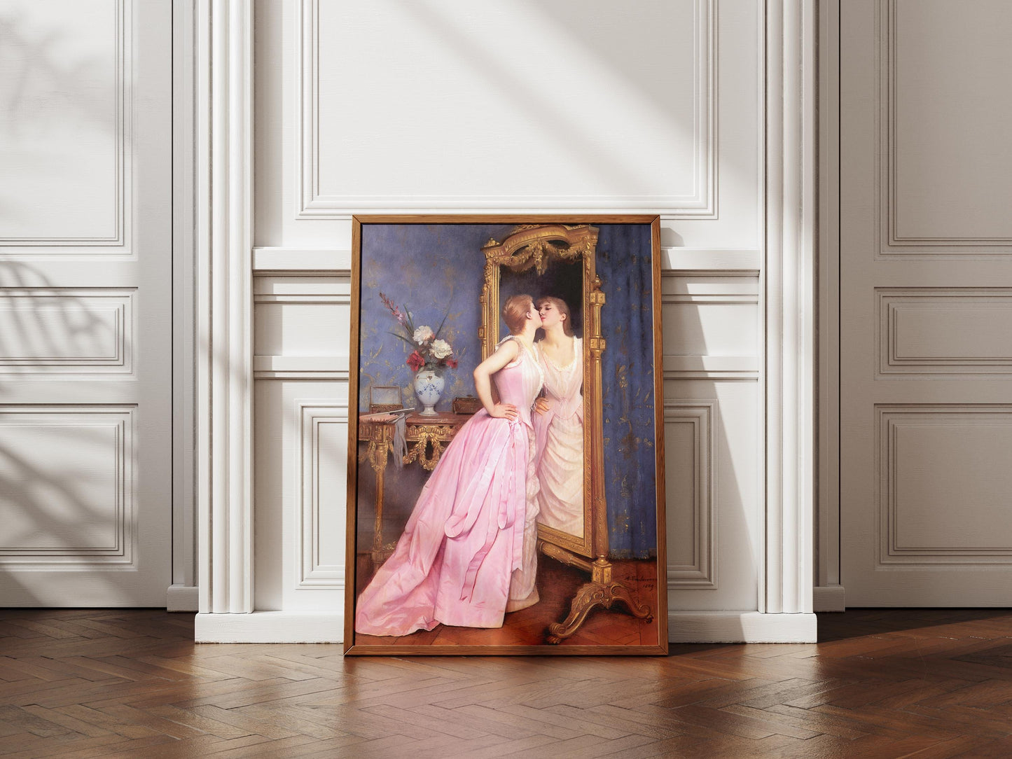 Vanity by Auguste Toulmouche Classic European art The fascination of Victorian women with their beauty and social status, Gift for friend