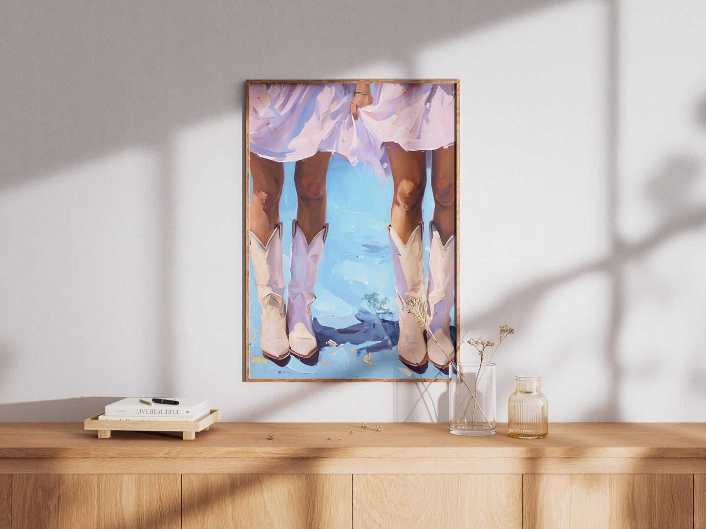 Cowgirl Boot Print Retro Western Art | Trendy Wall Decor for Dorm, Home & Apartment