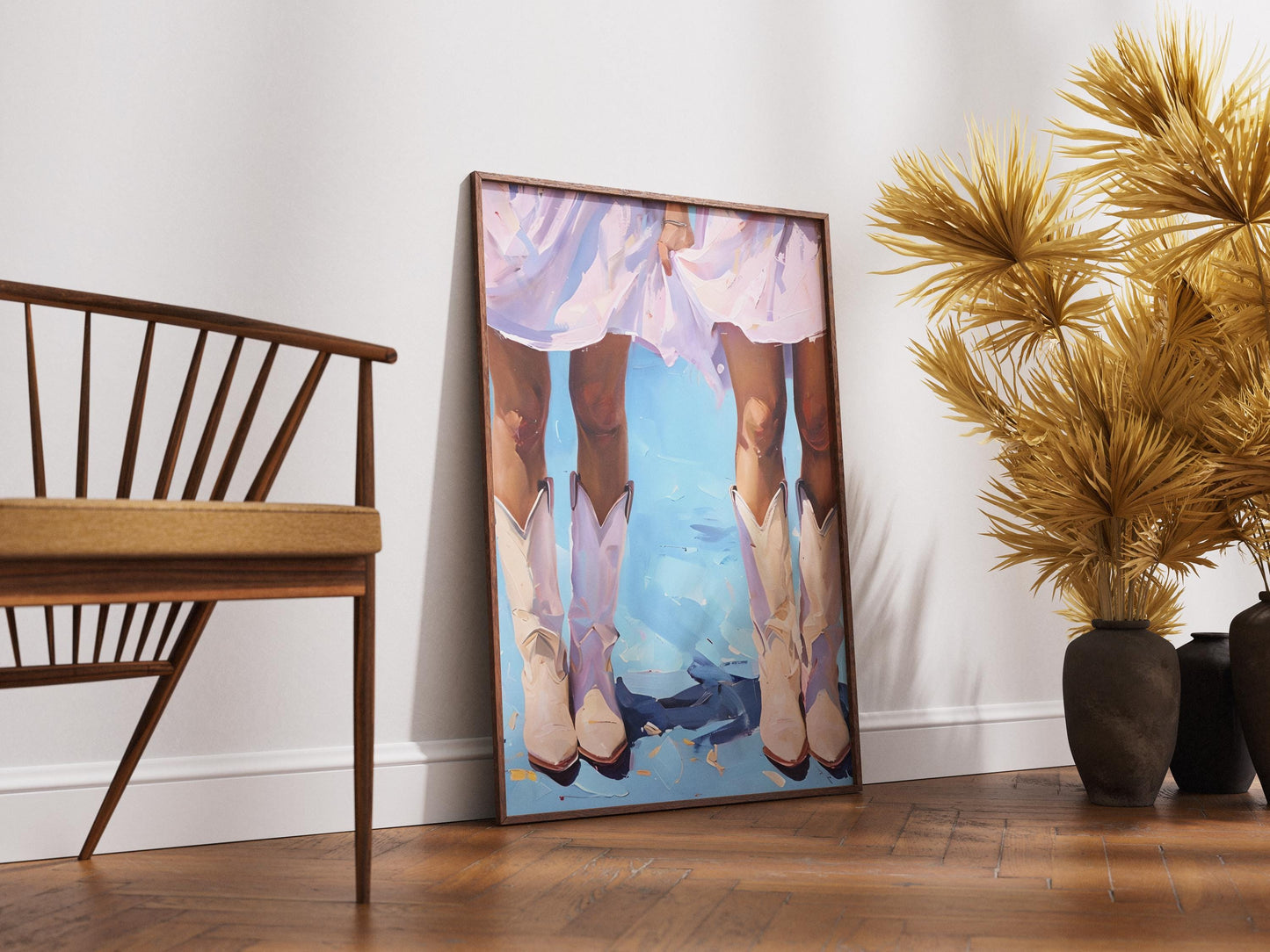 Cowgirl Boot Print Retro Western Art | Trendy Wall Decor for Dorm, Home & Apartment