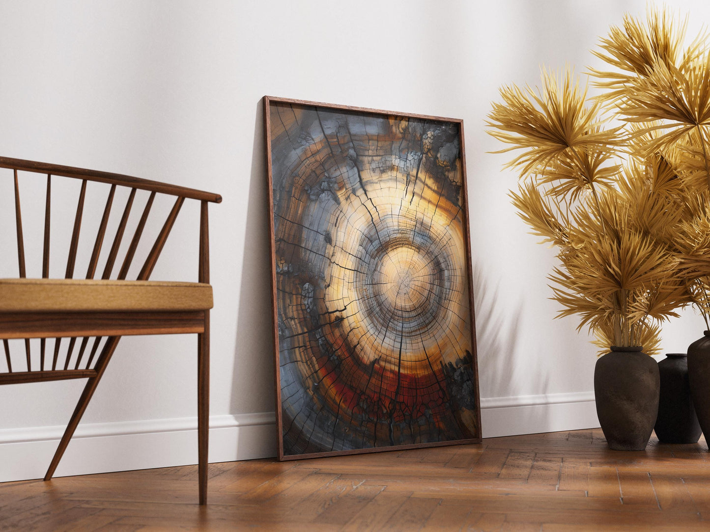 Tree Rings Wall Art Abstract - Modern Minimalist Farmhouse Decor Poster Print