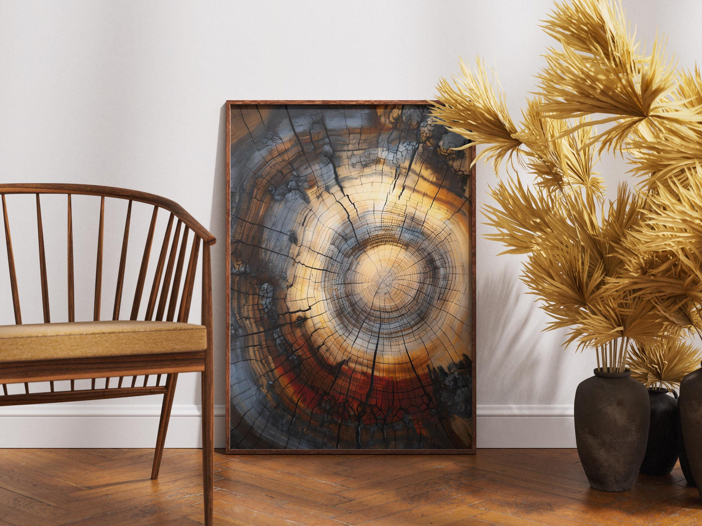 Tree Rings Wall Art Abstract - Modern Minimalist Farmhouse Decor Poster Print