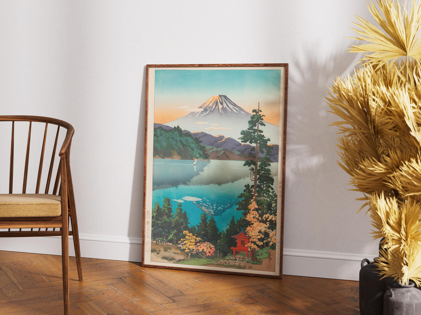 Mount Fuji Woodblock Print Ukiyo-e Art | Serene Japanese Lake Landscape | Traditional Asian Wall Decor Gift by Tsuchiya Koitsu