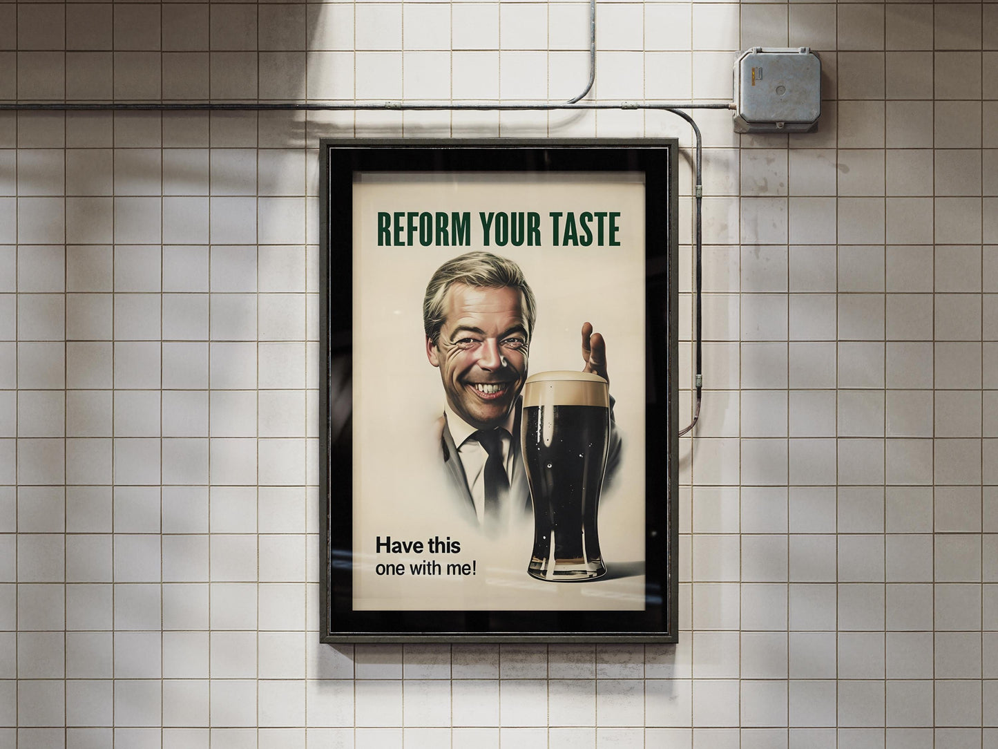 Nigel Farage Guinness Poster Print - Political Satire Art UK Prime Minister Wall Decor - Pub & Beer Lover Humour Quirky Gift