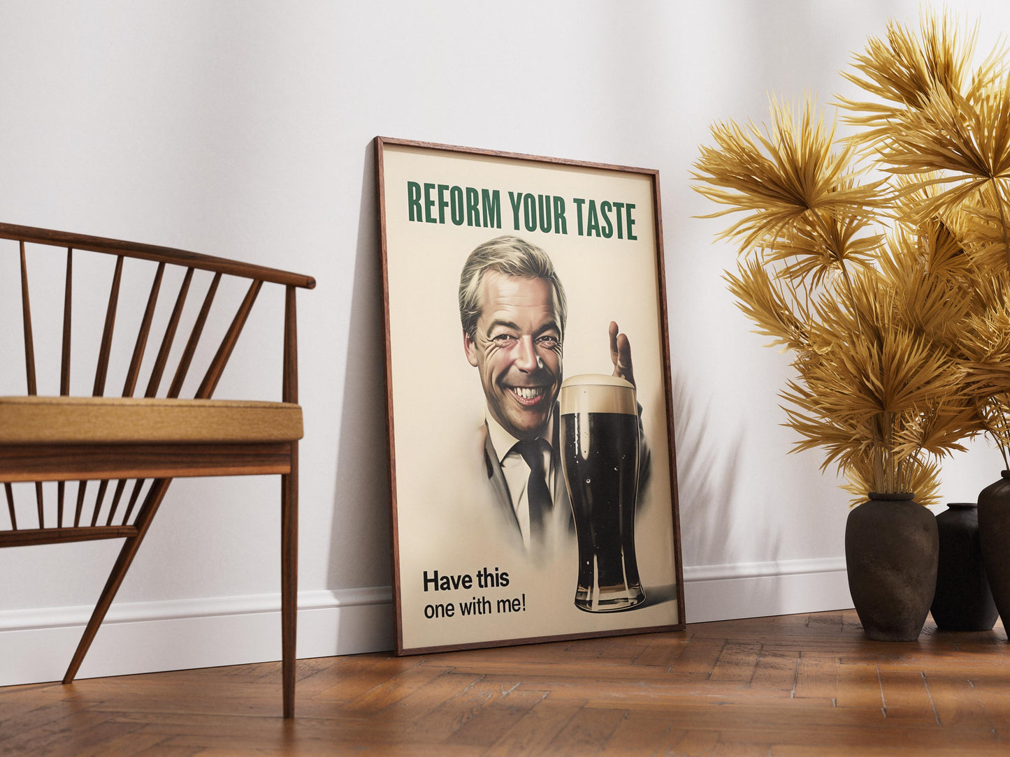 Nigel Farage Guinness Poster Print - Political Satire Art UK Prime Minister Wall Decor - Pub & Beer Lover Humour Quirky Gift