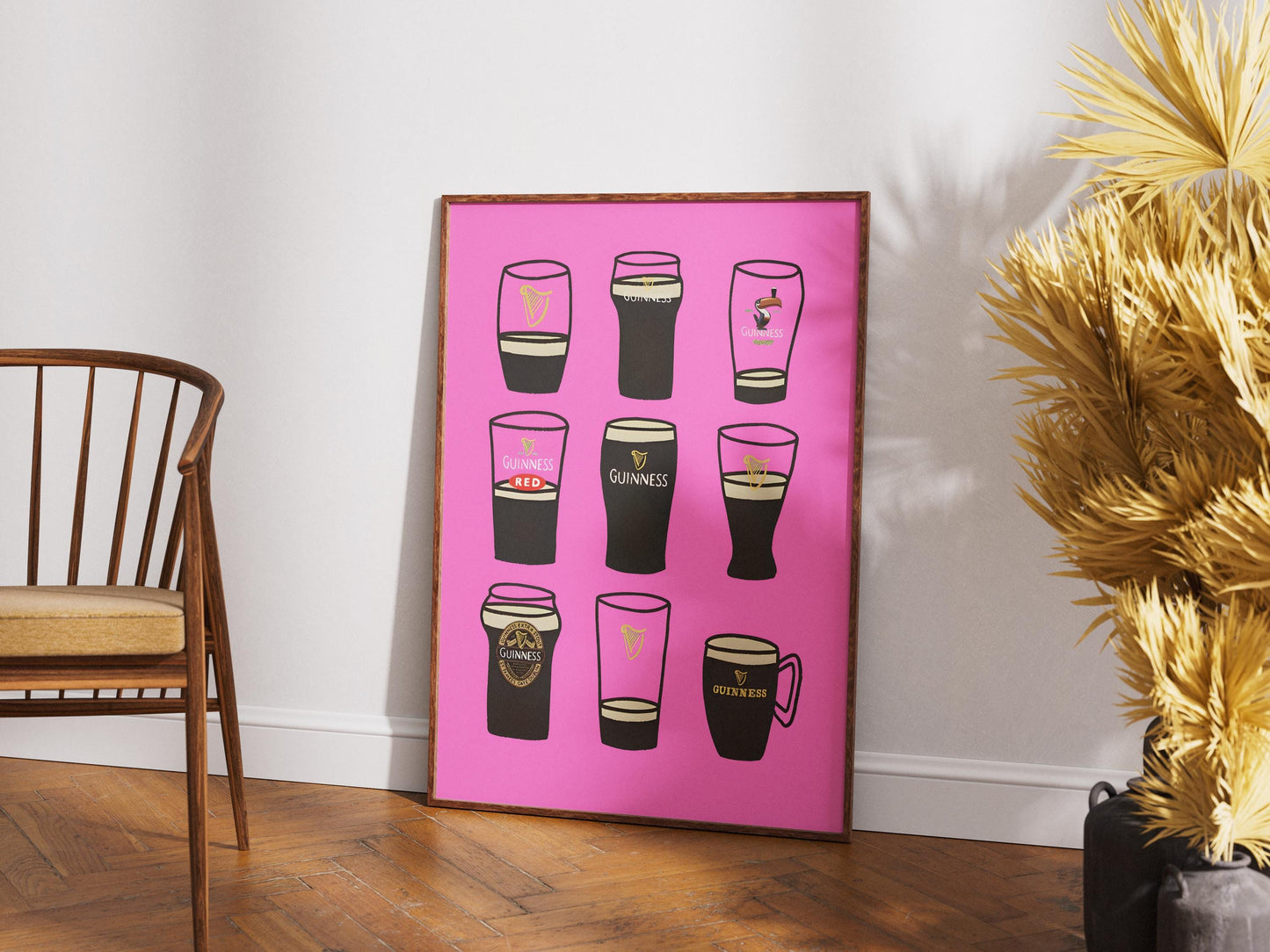Guinness Glasses Print - Iconic Irish Stout Beer Pint Poster, Vibrant Pub Wall Art & Bar Decor, Guinness Fan Art Collection