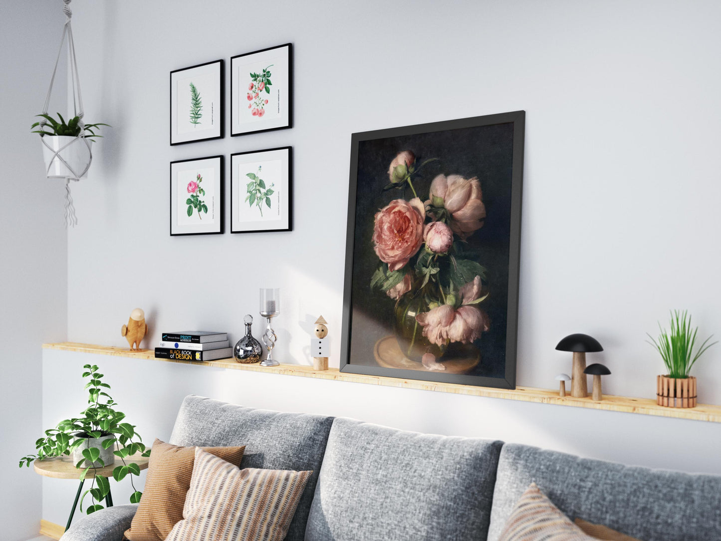 Moody Pink Peonies Painting Print | Vintage Floral Print | Flower Art | Poster Print | Giclée Print | Fine Art Print | Large Wall Art Print
