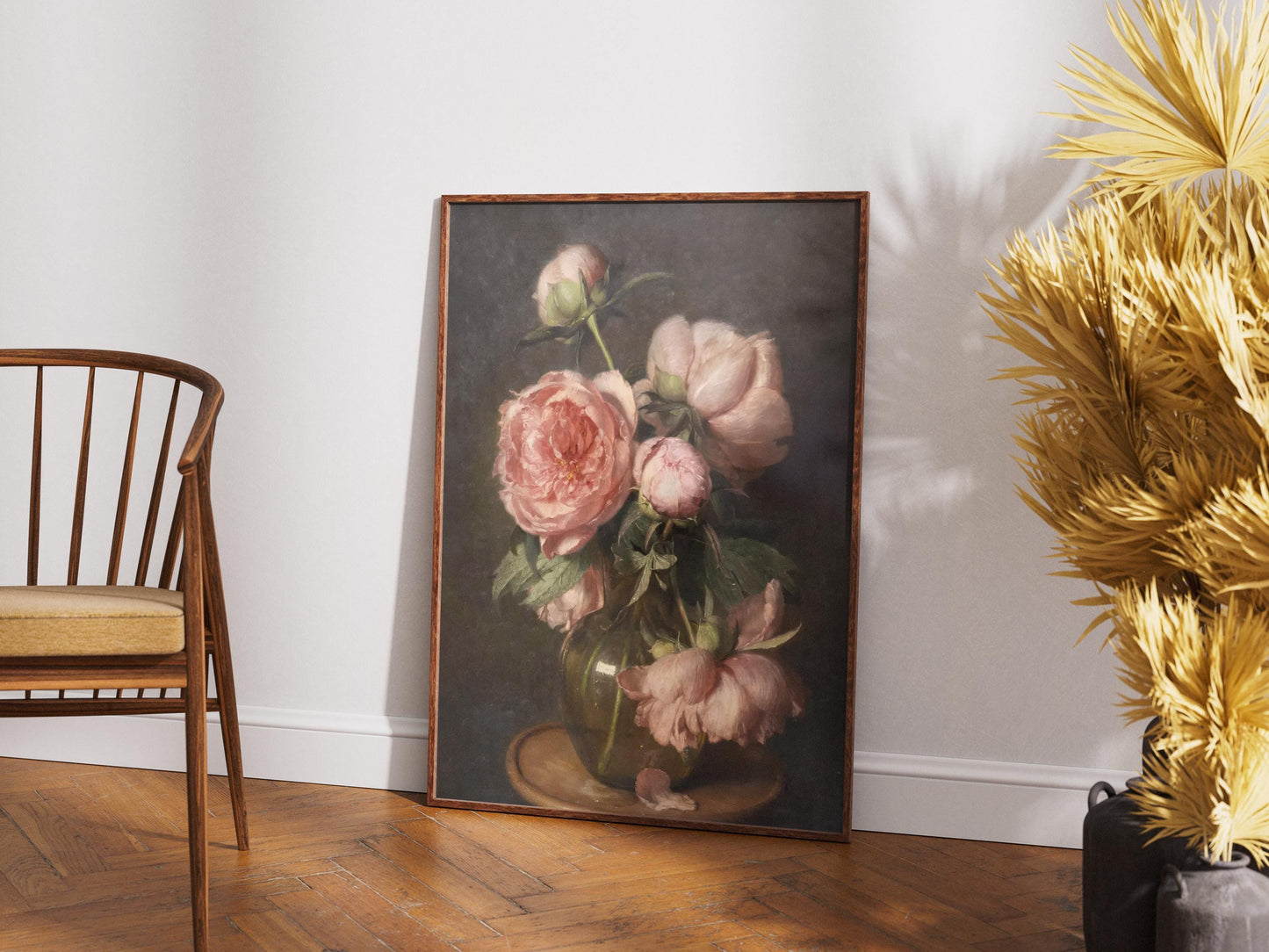 Moody Pink Peonies Painting Print | Vintage Floral Print | Flower Art | Poster Print | Giclée Print | Fine Art Print | Large Wall Art Print