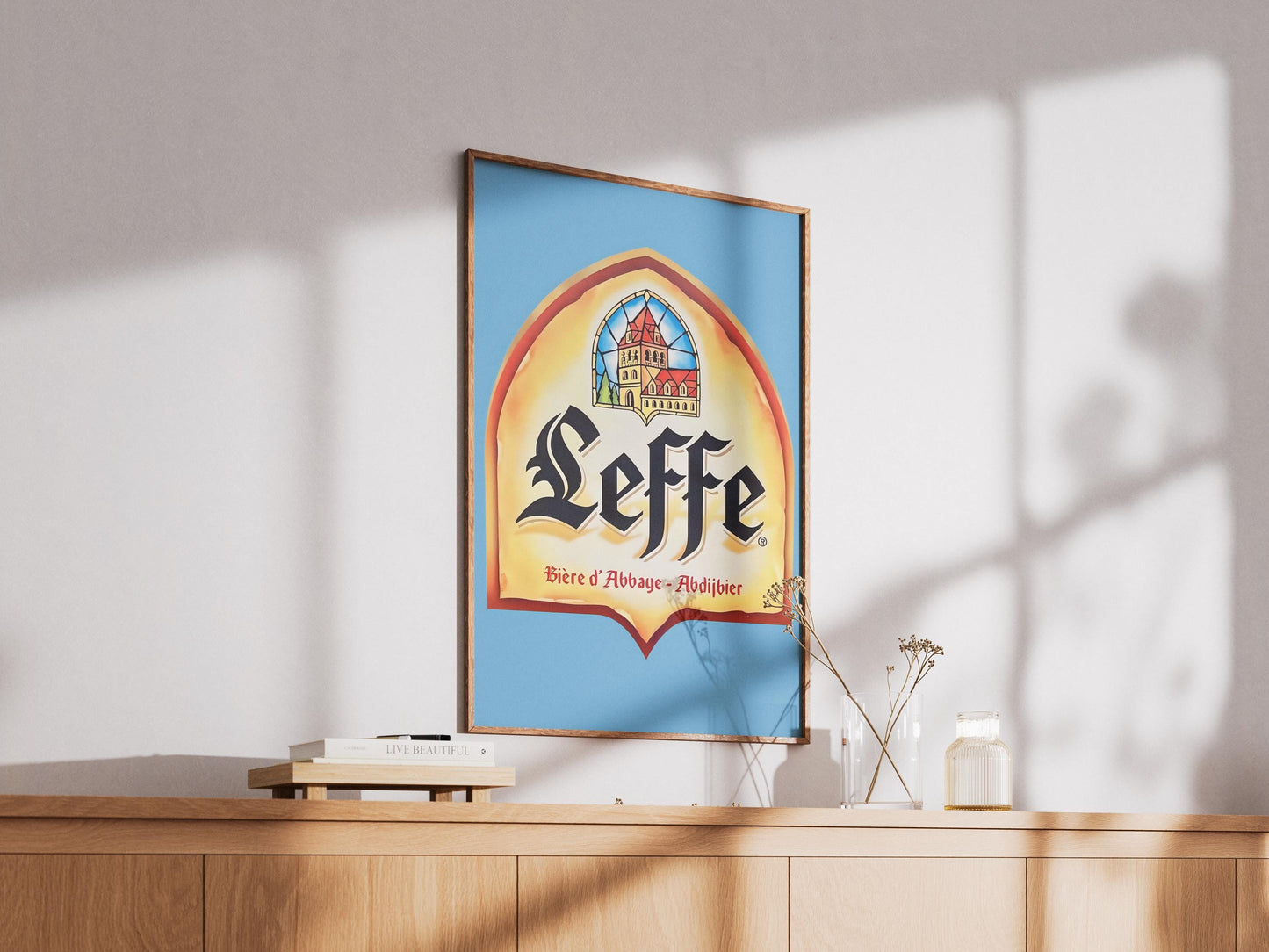 Leffe Beer Logo Print – Classic Belgian Abbey Ale Wall Art, Elegant Bar Decor, Monastic Brewery Sign, Beer Lover Gift