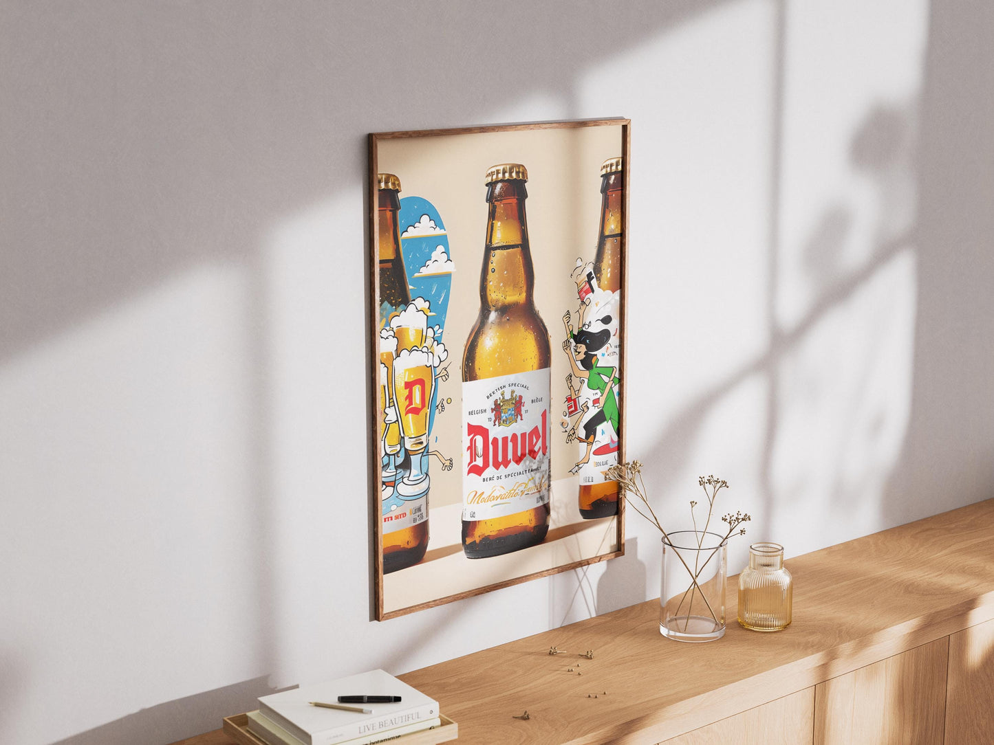 Duvel Beer Pop Art Print - Modern Belgian Ale Poster, Brewery Decor for Home Bar Cart & Living Room Wall Art Collectible