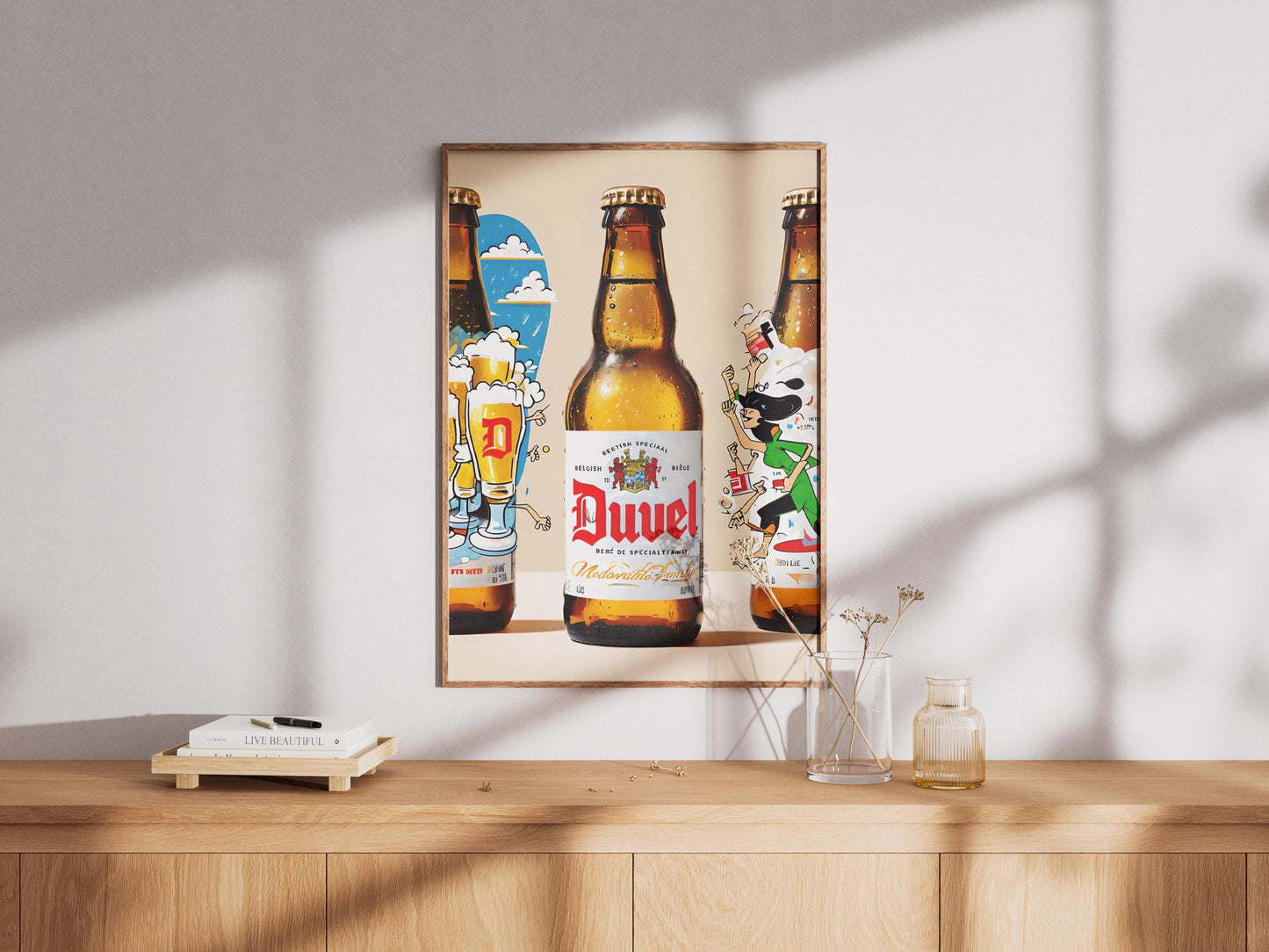 Duvel Beer Pop Art Print - Modern Belgian Ale Poster, Brewery Decor for Home Bar Cart & Living Room Wall Art Collectible