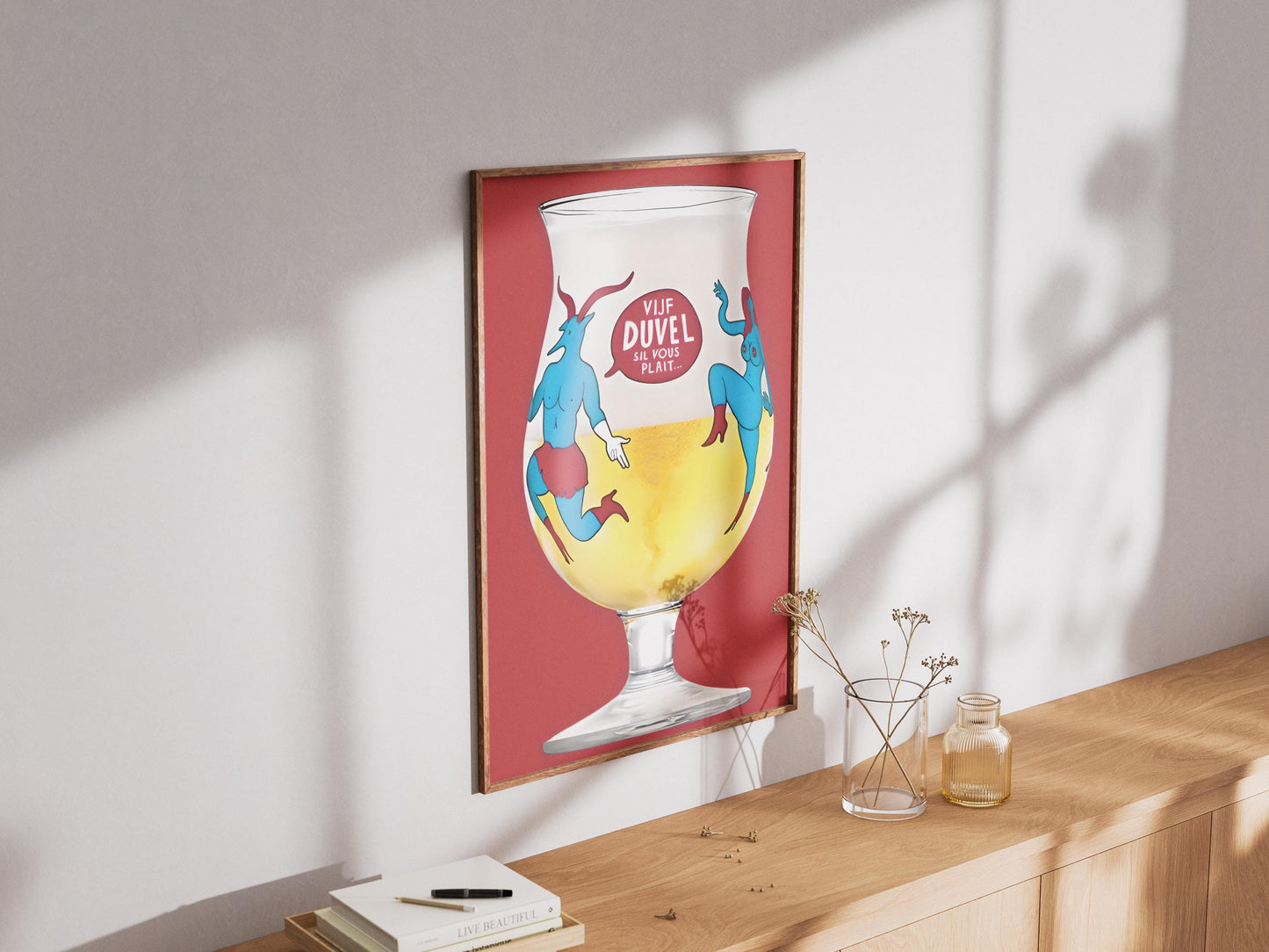 Duvel Beer Glass Art Print - Unique Belgian Ale Poster & Iconic Brewery Wall Decor for Home Bar, Man Cave, Beer Lover Gift