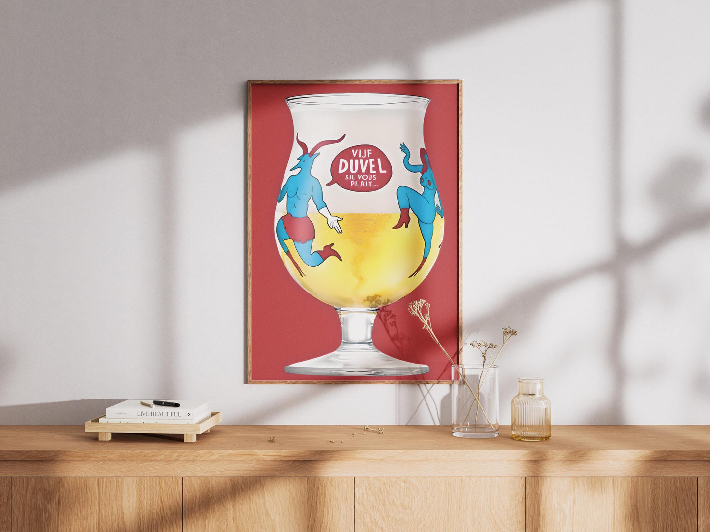 Duvel Beer Glass Art Print - Unique Belgian Ale Poster & Iconic Brewery Wall Decor for Home Bar, Man Cave, Beer Lover Gift