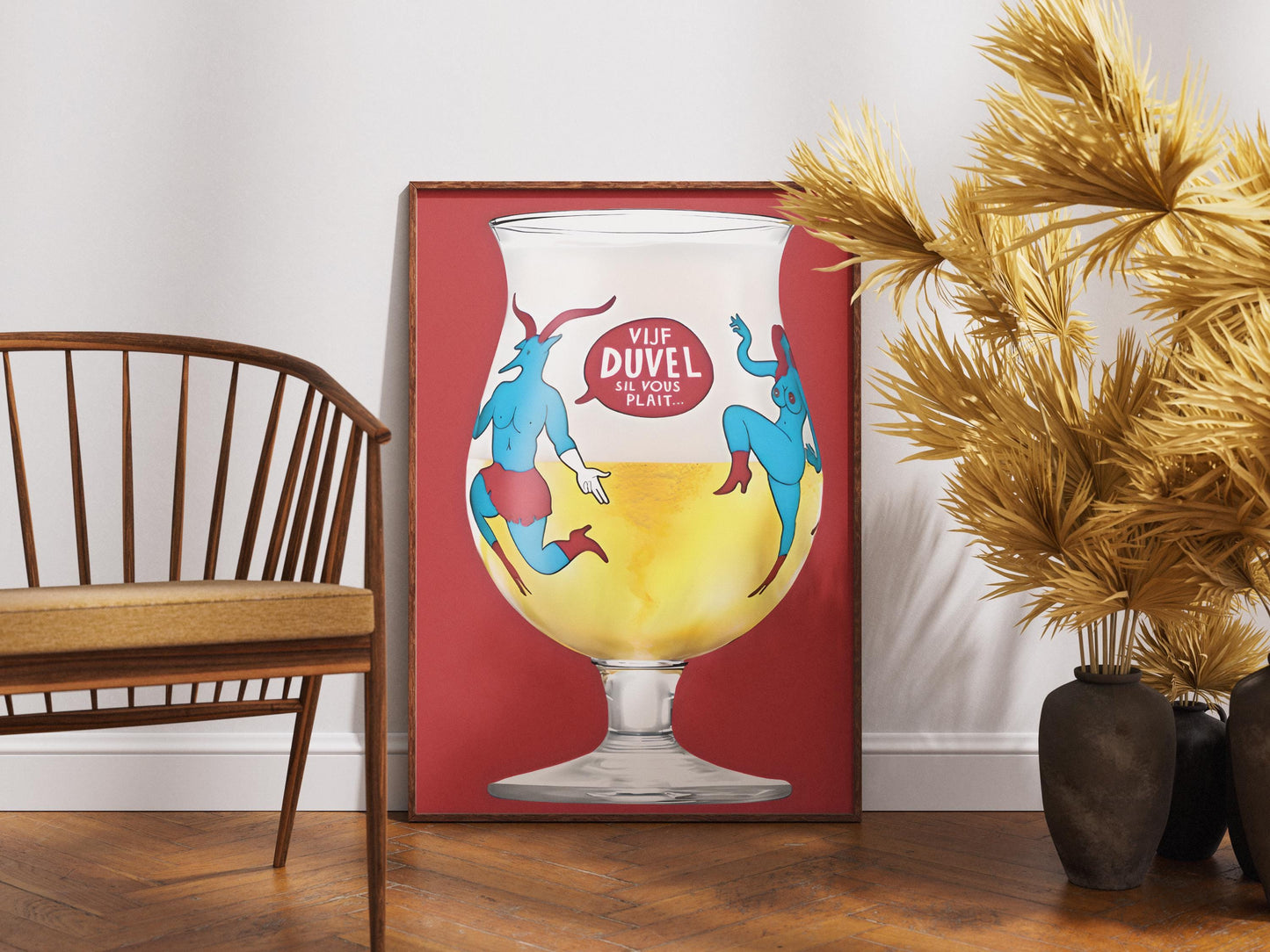 Duvel Beer Glass Art Print - Unique Belgian Ale Poster & Iconic Brewery Wall Decor for Home Bar, Man Cave, Beer Lover Gift