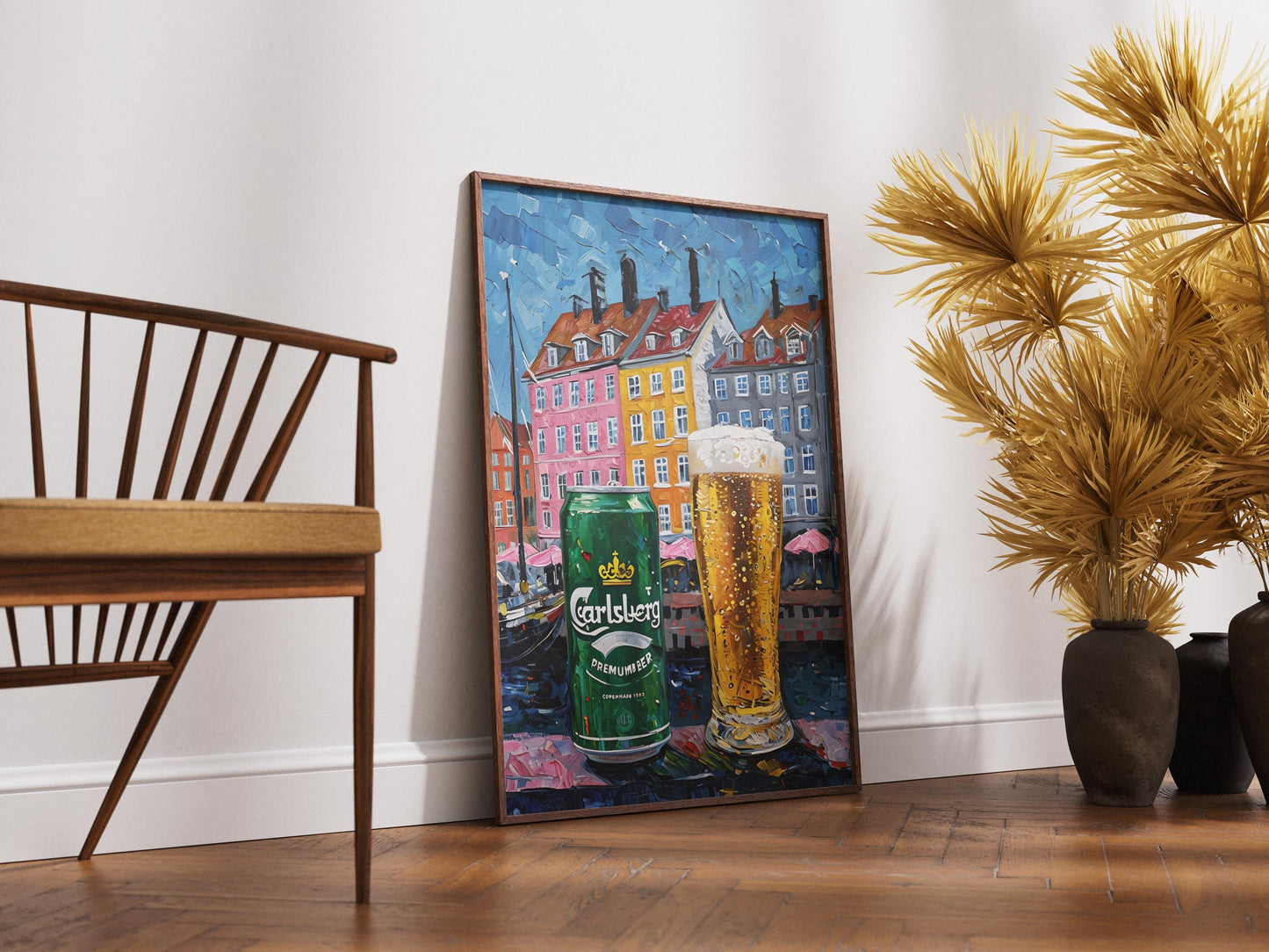 Carlsberg Beer Lover Gift Poster, Copenhagen Wall Art, Denmark Bar Decor, Unique Beer Painting for Man Cave or Dining Room